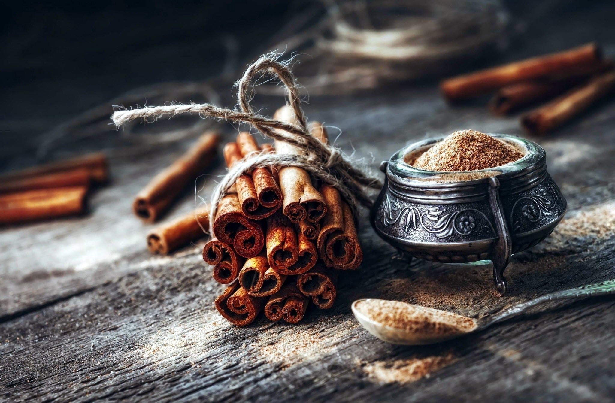 food, still life, spoon, cinnamon, Rustic, HD Wallpaper
