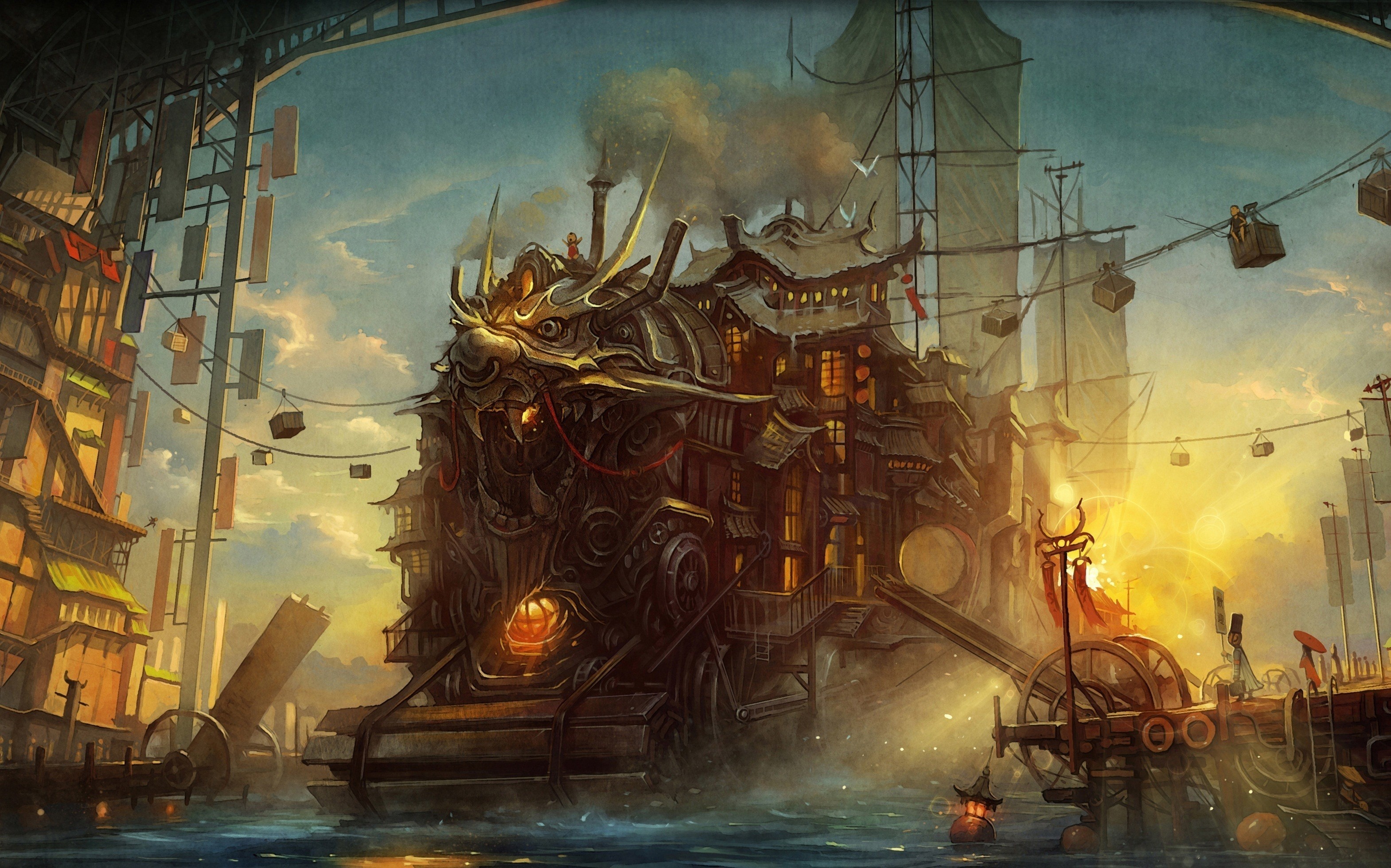 steampunk, digital, digital art, HD Wallpaper