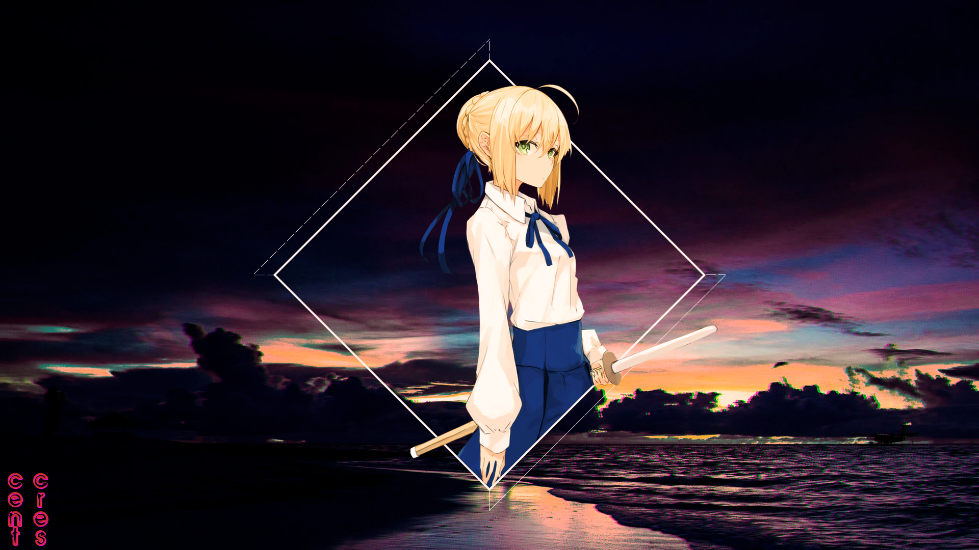 Saber, Fate/Grand Order, anime girls, anime, green eyes, blonde, picture-in-picture, HD Wallpaper