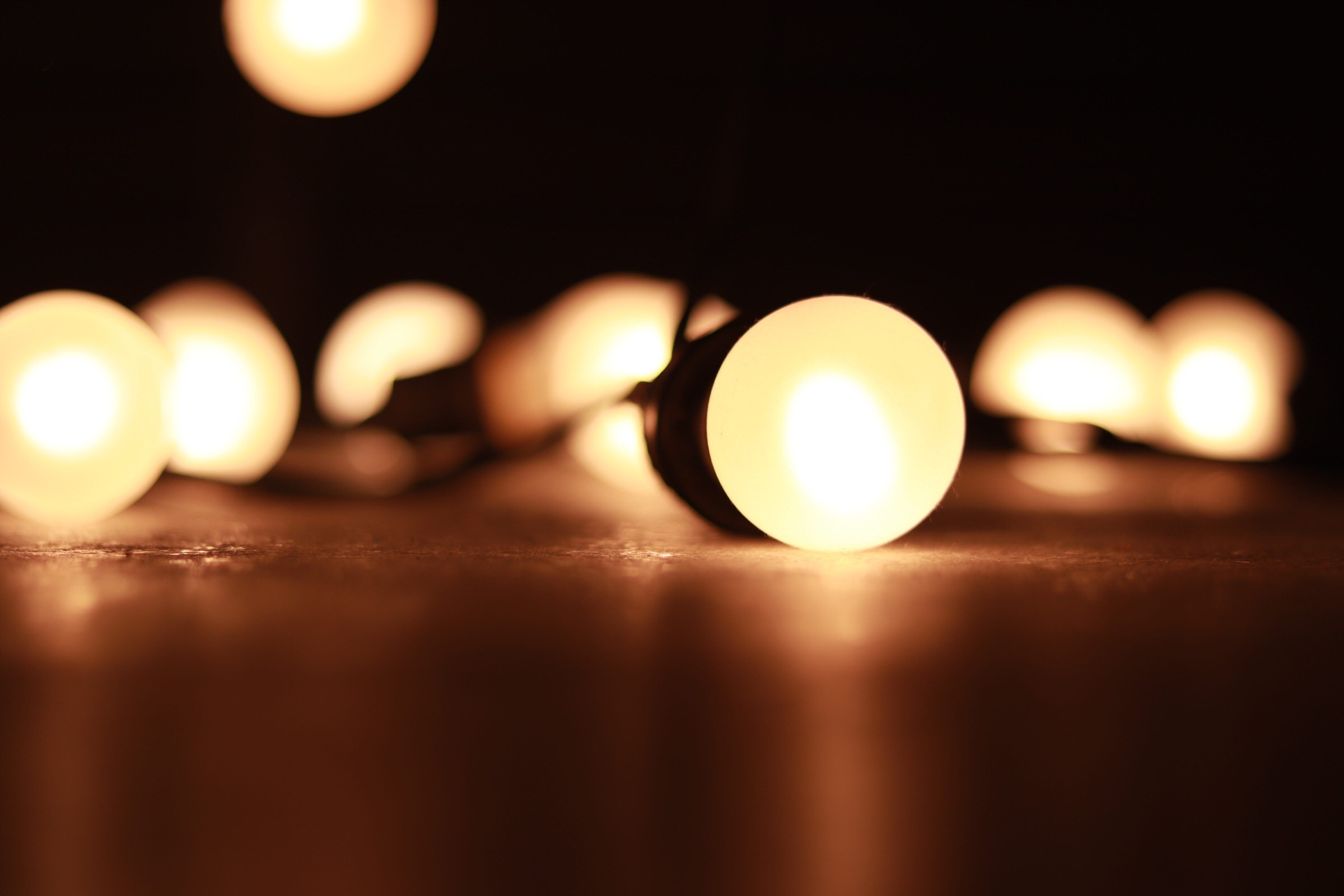 light bulb, bokeh, lights, dark, HD Wallpaper