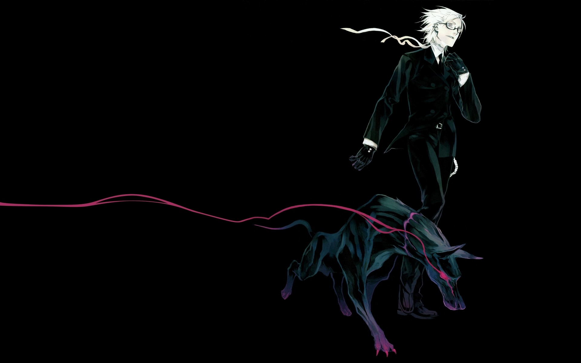 manga, dark, dog, black background, HD Wallpaper