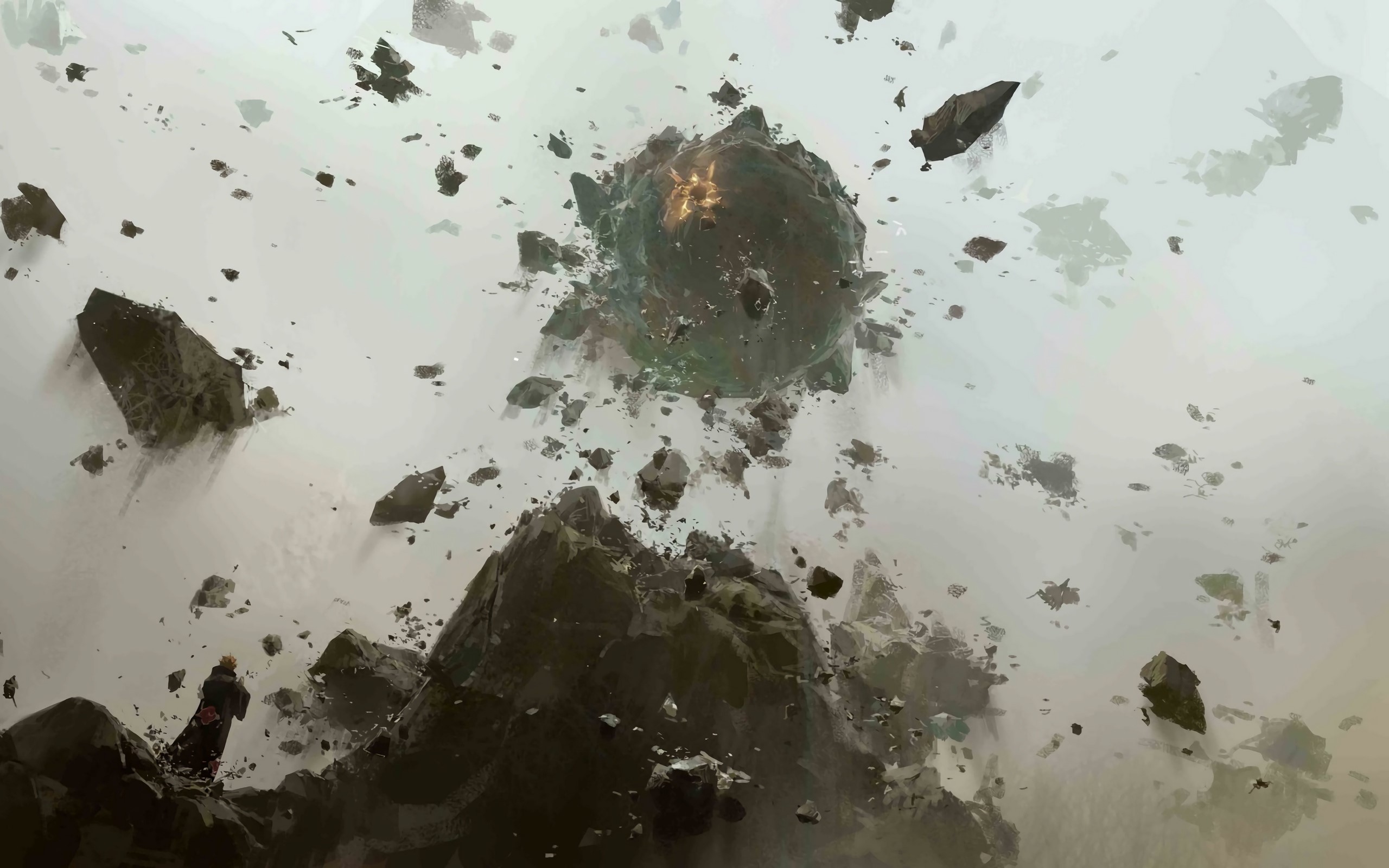 destruction, rocks, stones, shrapnel, explosion, HD Wallpaper