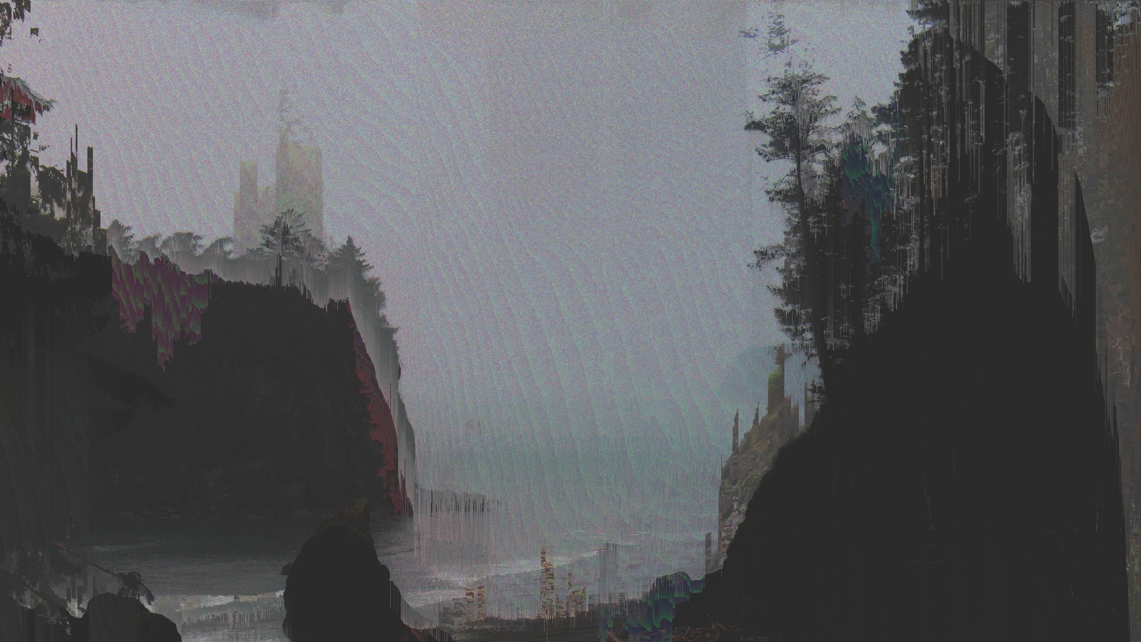 glitch art, nature, surreal, digital art, HD Wallpaper
