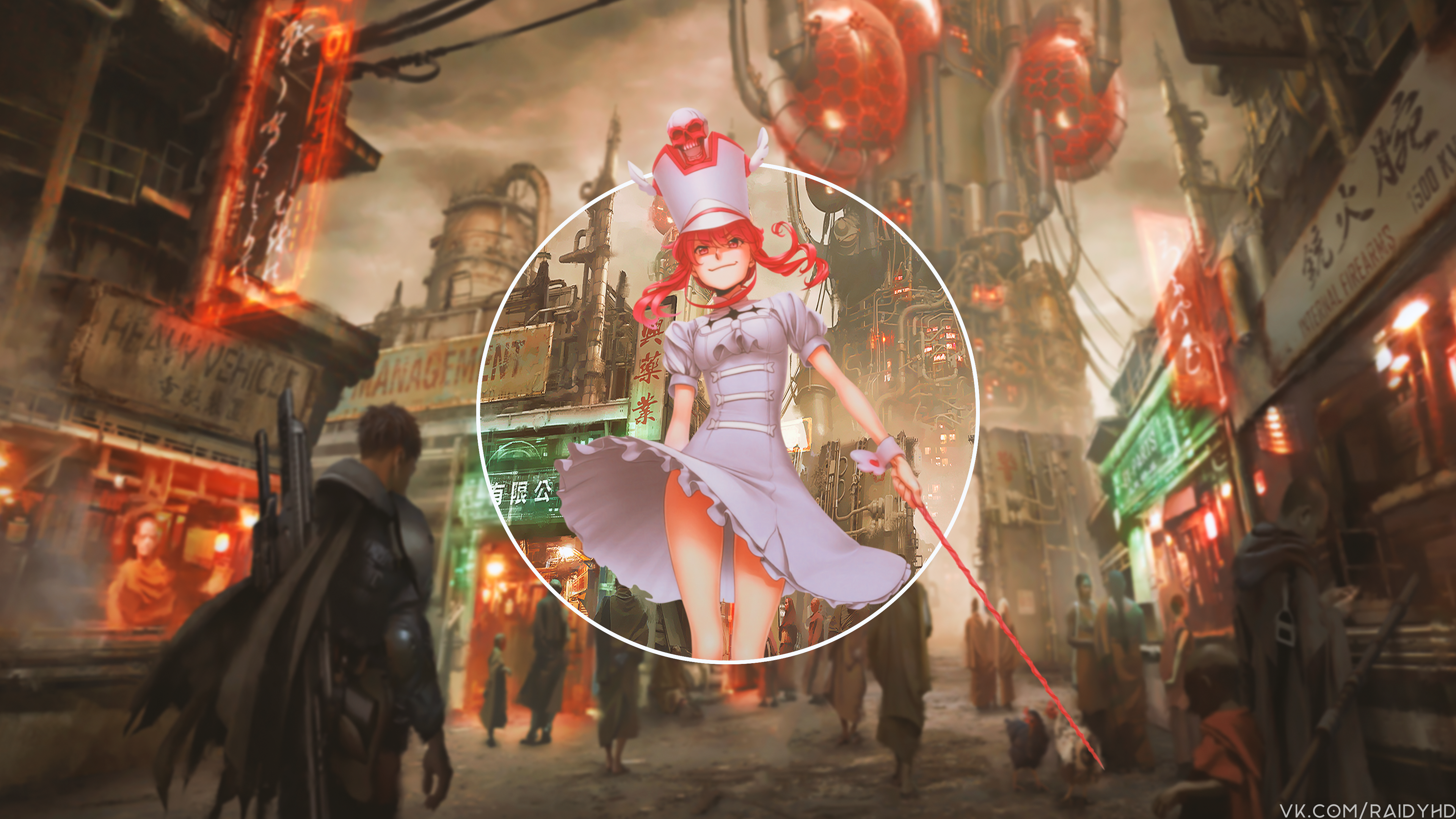 anime, anime girls, picture-in-picture, redhead, dress, Kill la Kill, HD Wallpaper