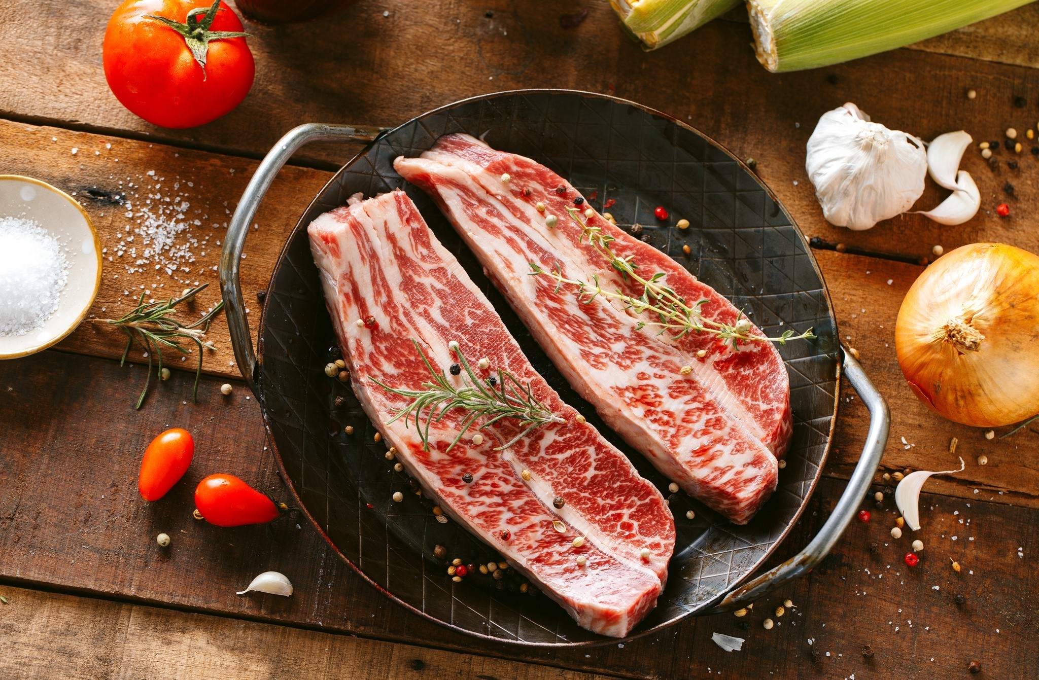 food, tomatoes, meat, HD Wallpaper