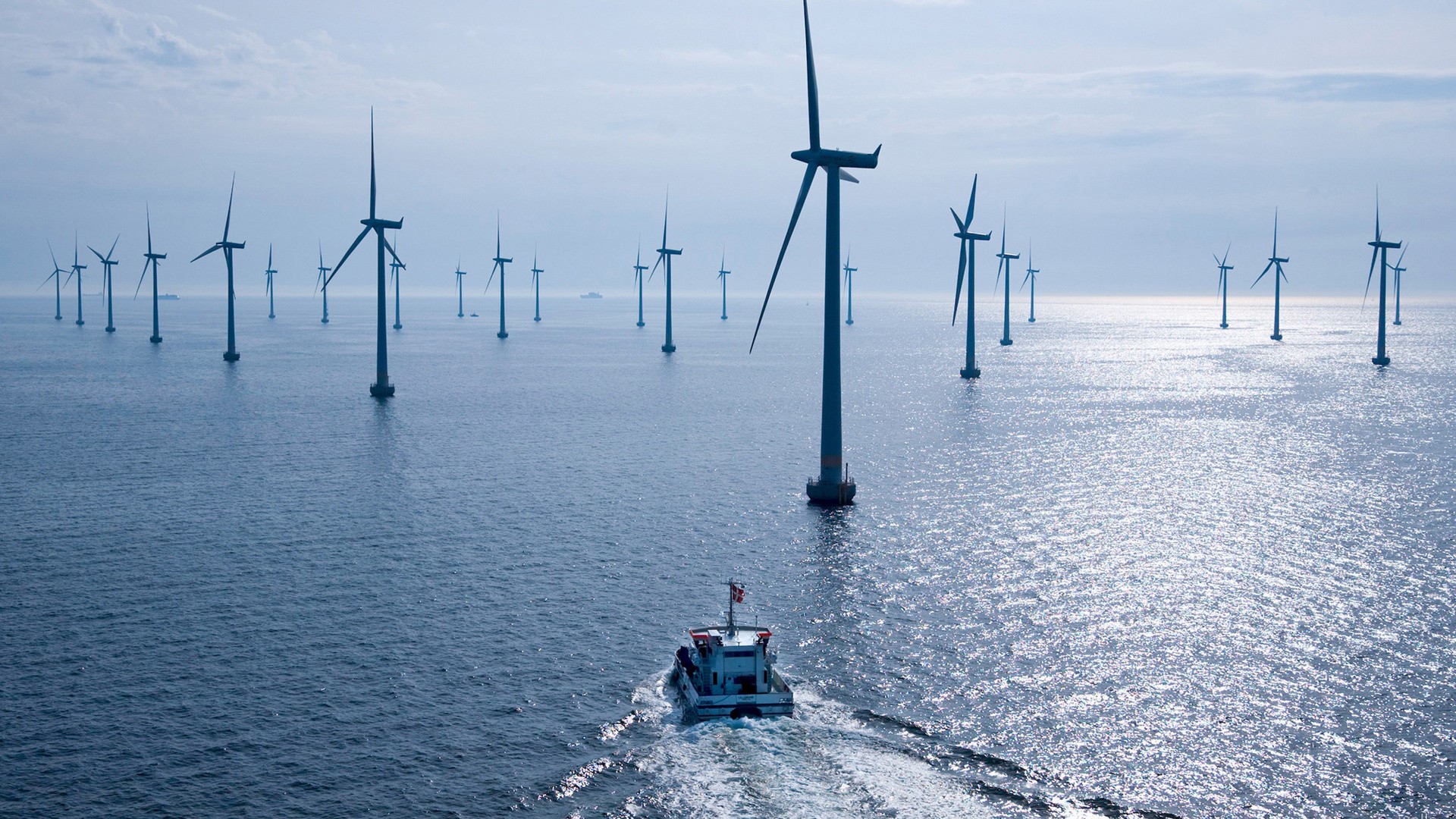 sea, electric, wind turbine, sky, boat, vehicle, HD Wallpaper