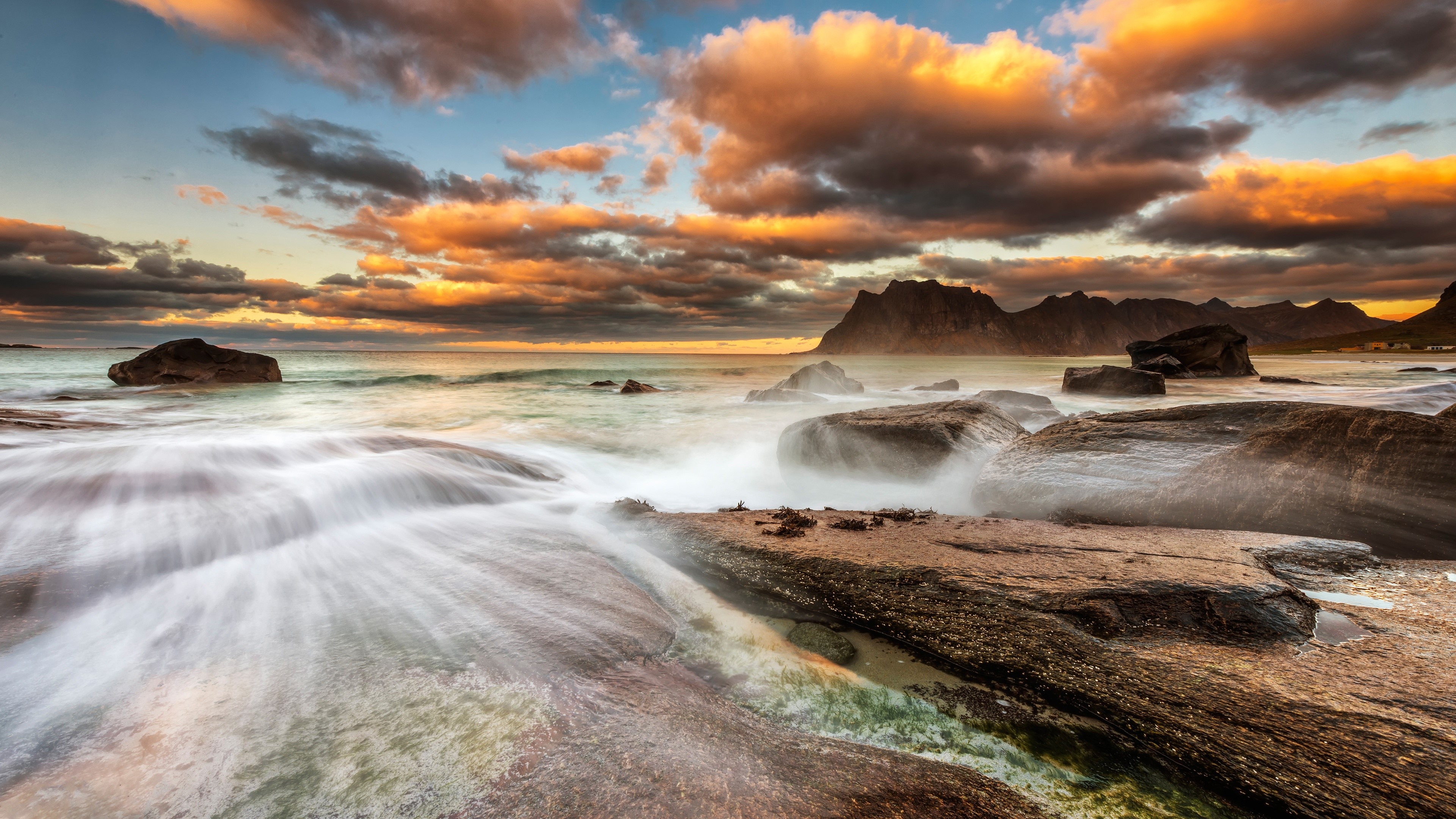 sky, clouds, nature, coast, water, HD Wallpaper