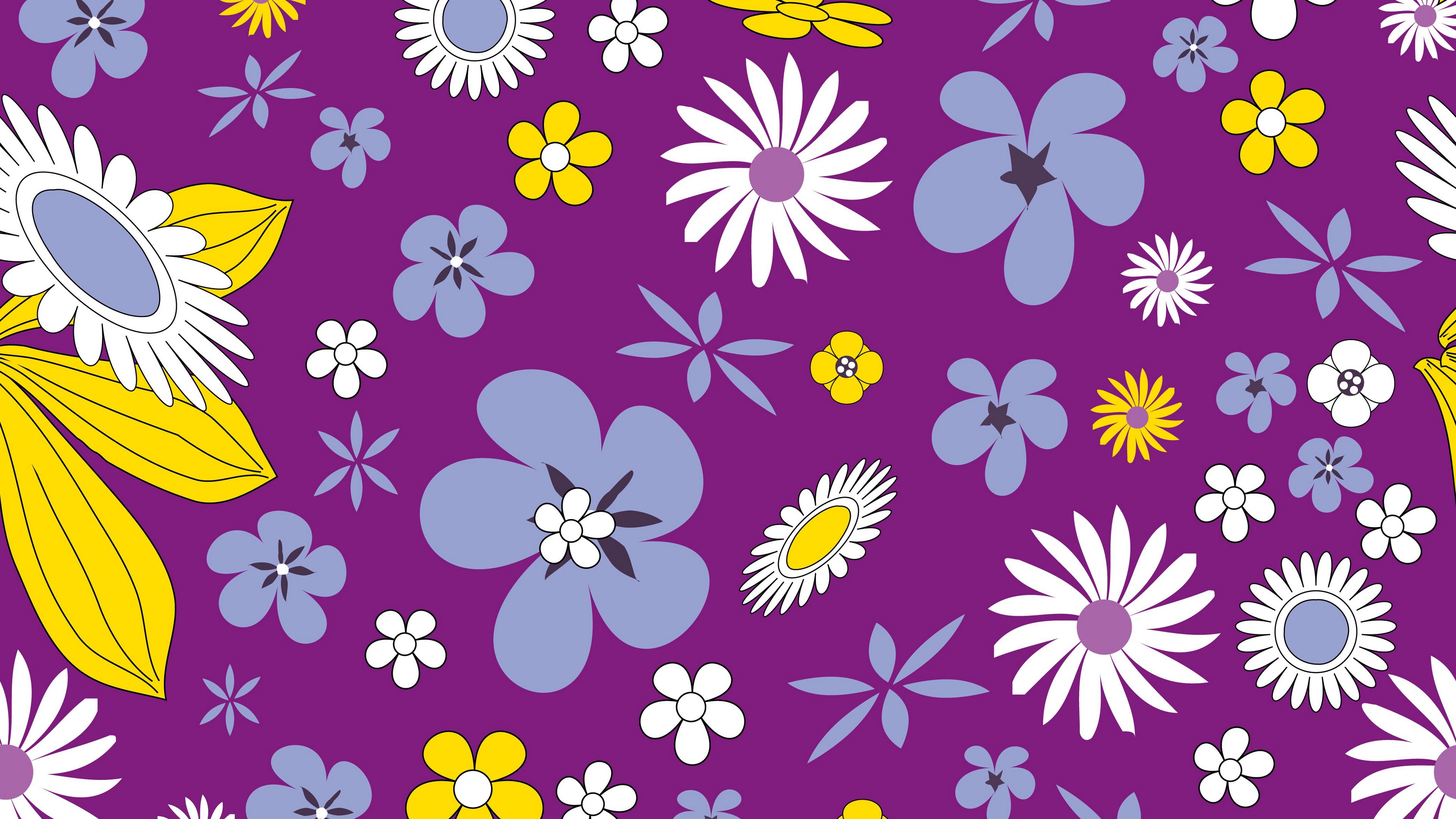 flowers, patterns, texture, summer, 4k, HD Wallpaper