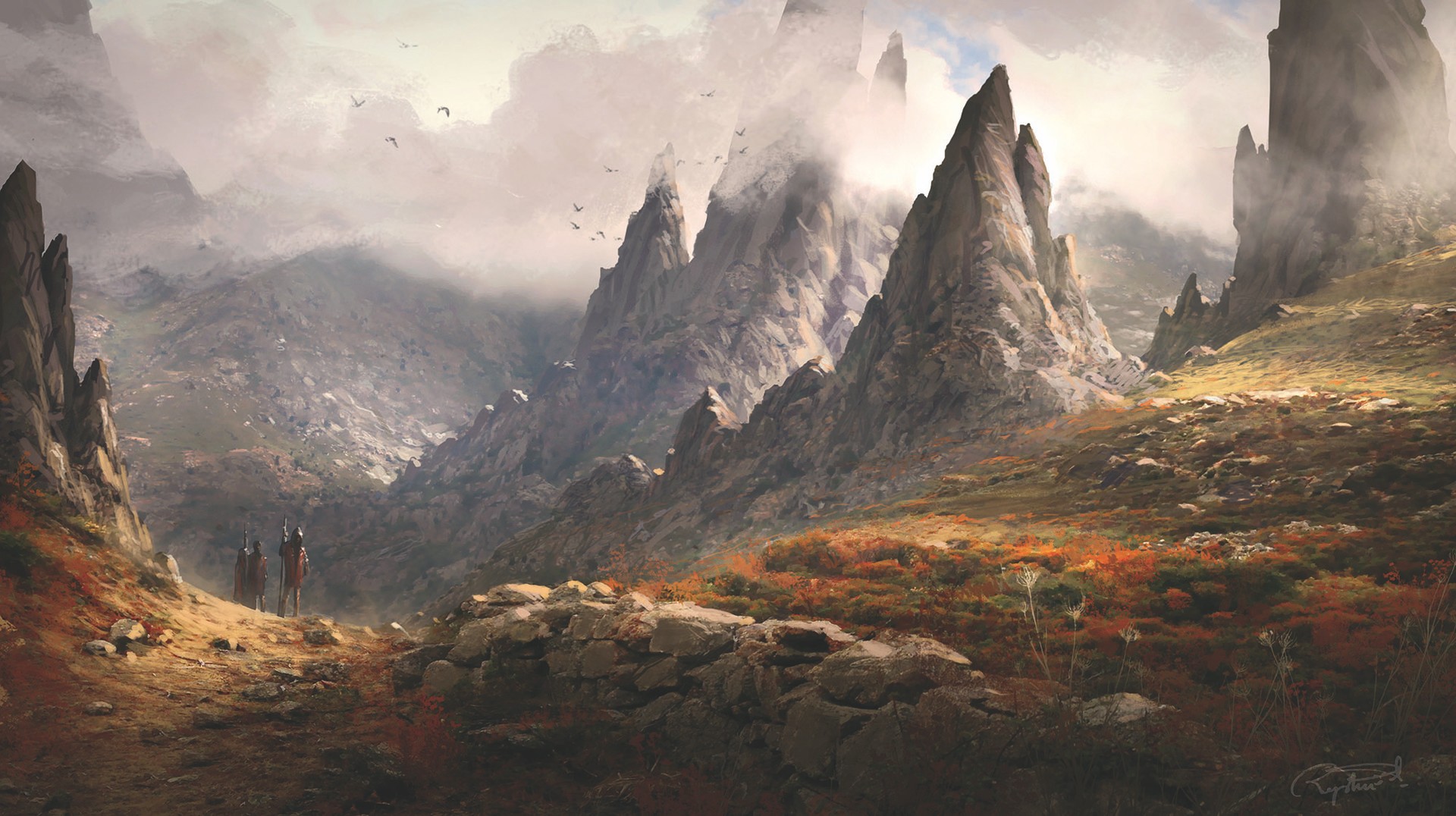 landscape, mountains, artwork, digital art, fantasy art, HD Wallpaper