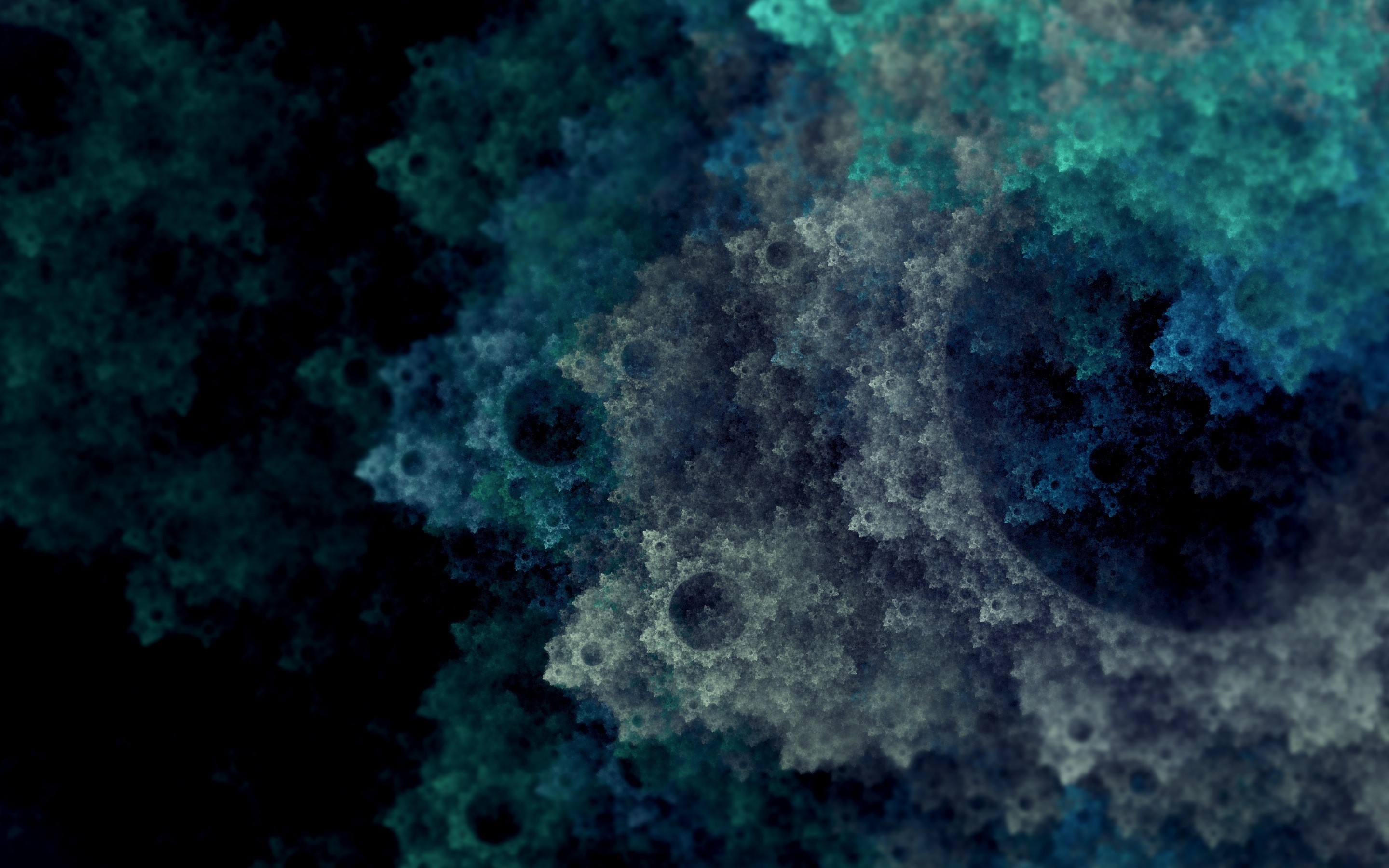 abstract, circle, digital art, blue, black, turquoise, HD Wallpaper