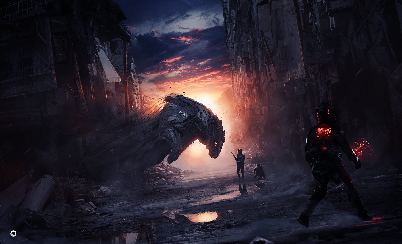 futuristic, Antoine Collignon, artwork, digital, science fiction, cyberpunk, HD Wallpaper