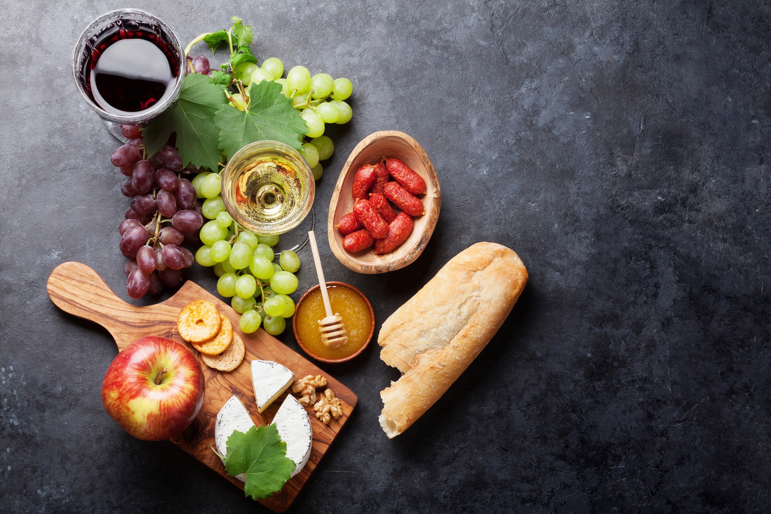food, still life, fruit, bread, berries, HD Wallpaper