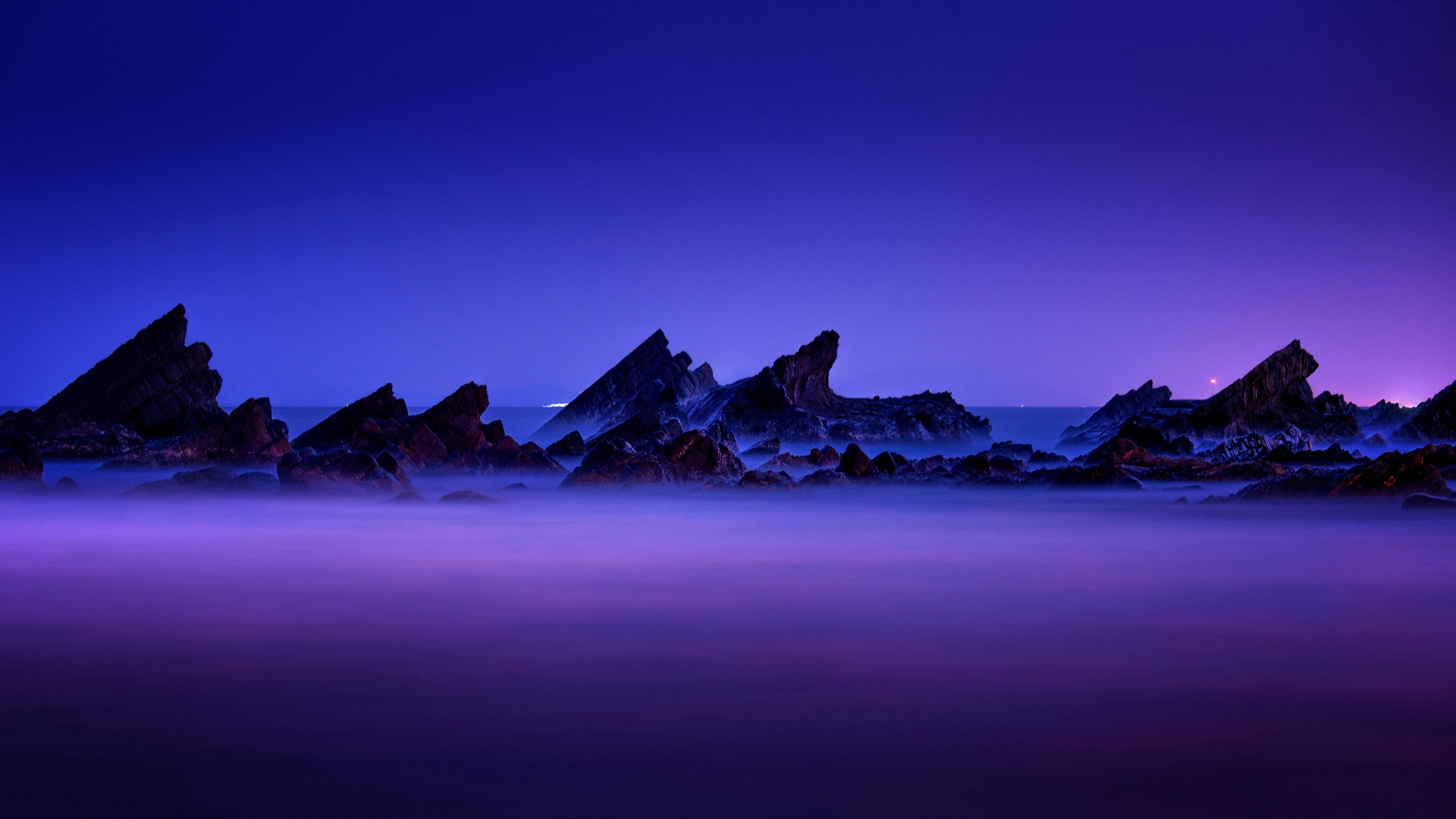 mountains, nature, night, mist, HD Wallpaper