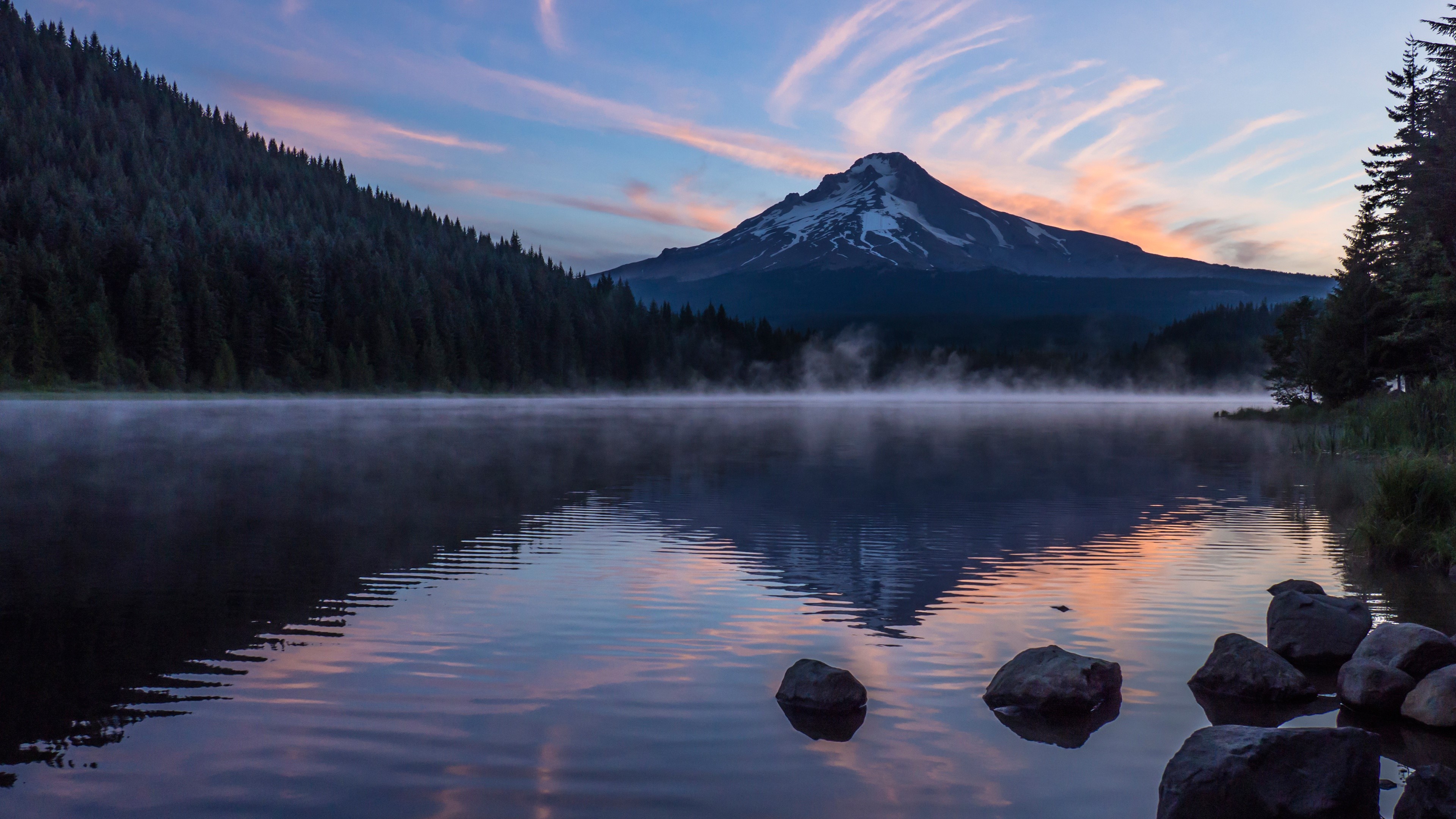 dark, mountains, reflection, water, nature, landscape, HD Wallpaper
