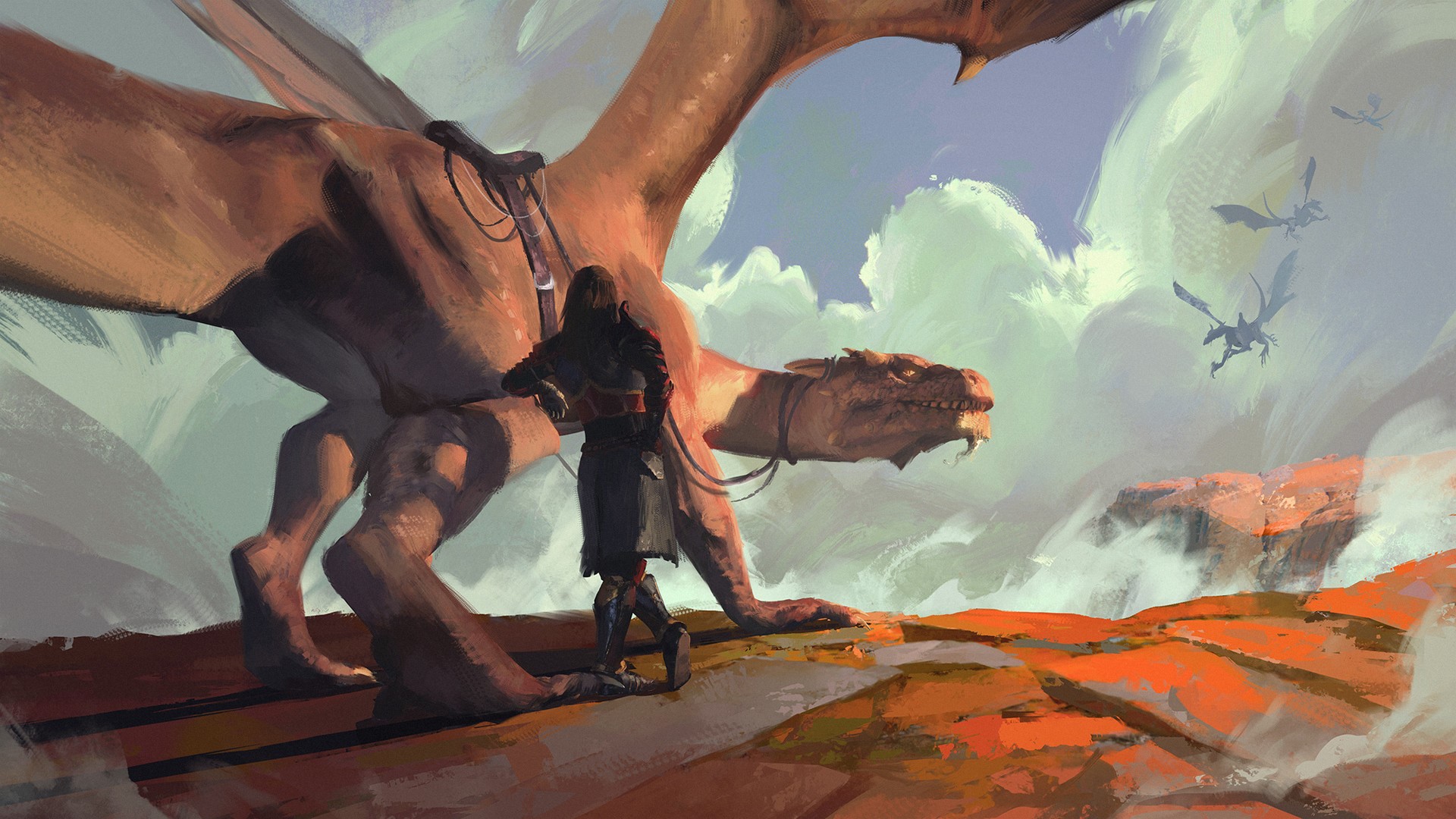 digital art, artwork, dragon, fantasy art, clouds, creature, HD Wallpaper