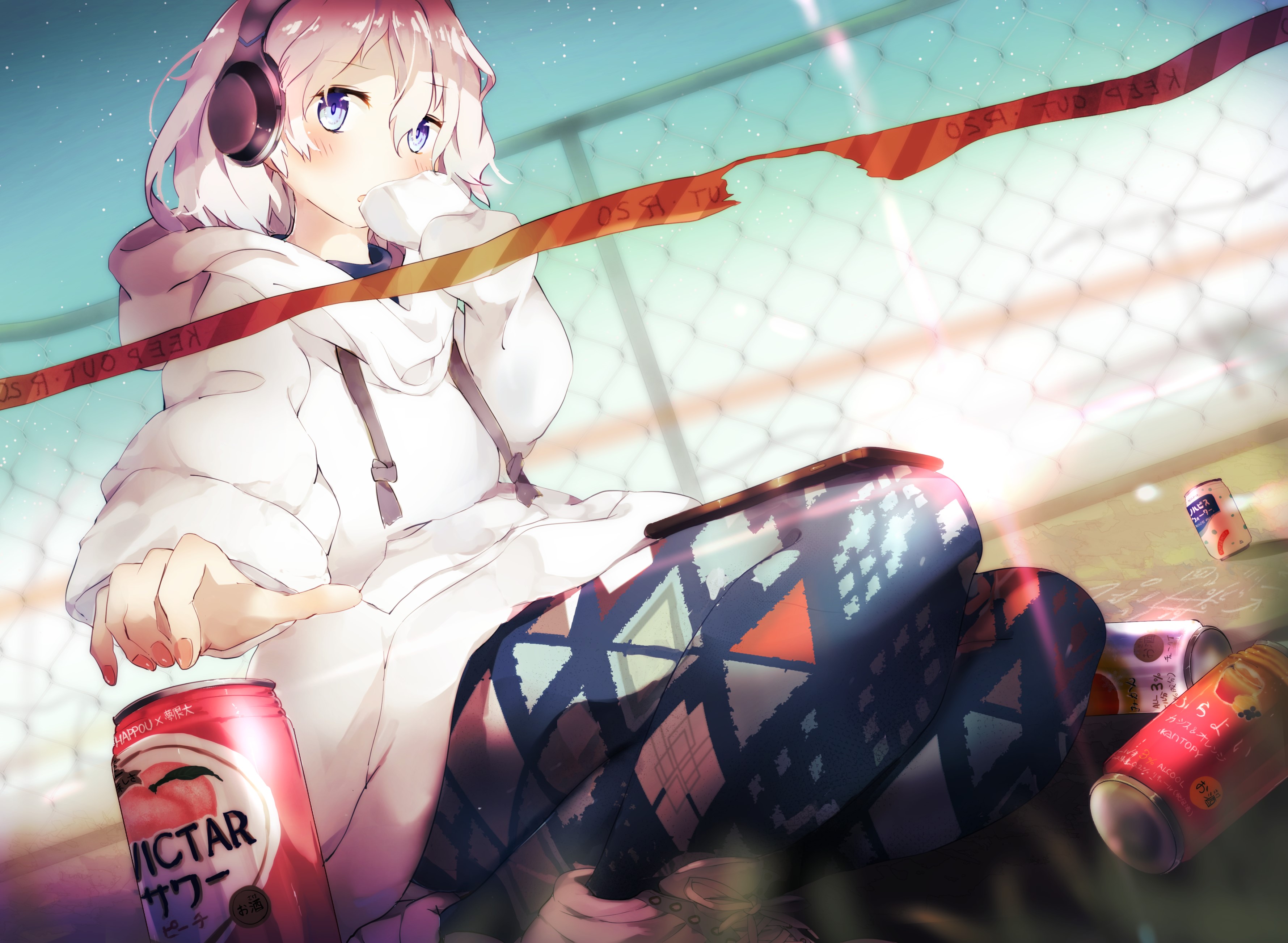 anime, anime girls, headphones, painted nails, HD Wallpaper