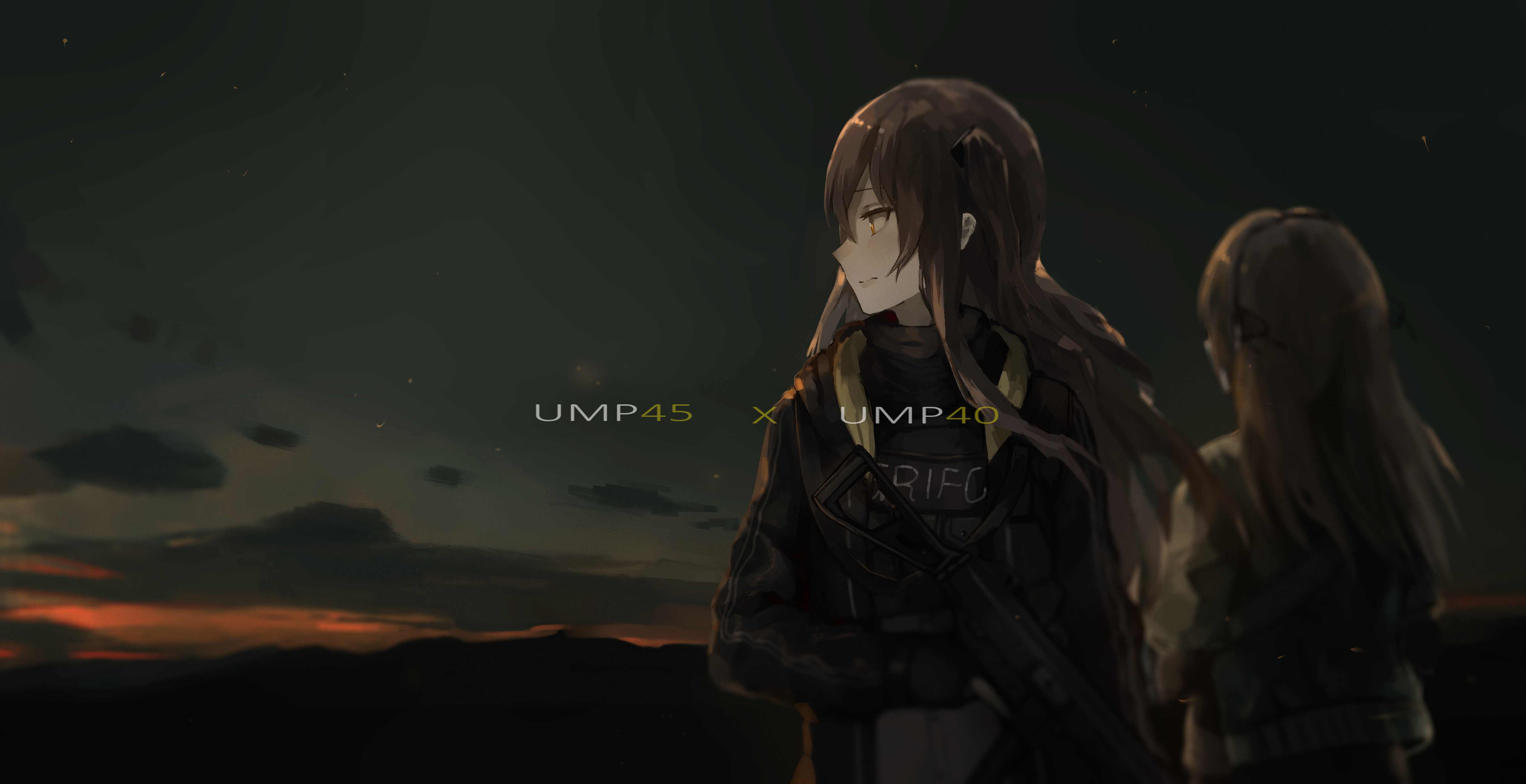 anime, anime girls, brunette, dark, sky, Girls Frontline, HD Wallpaper