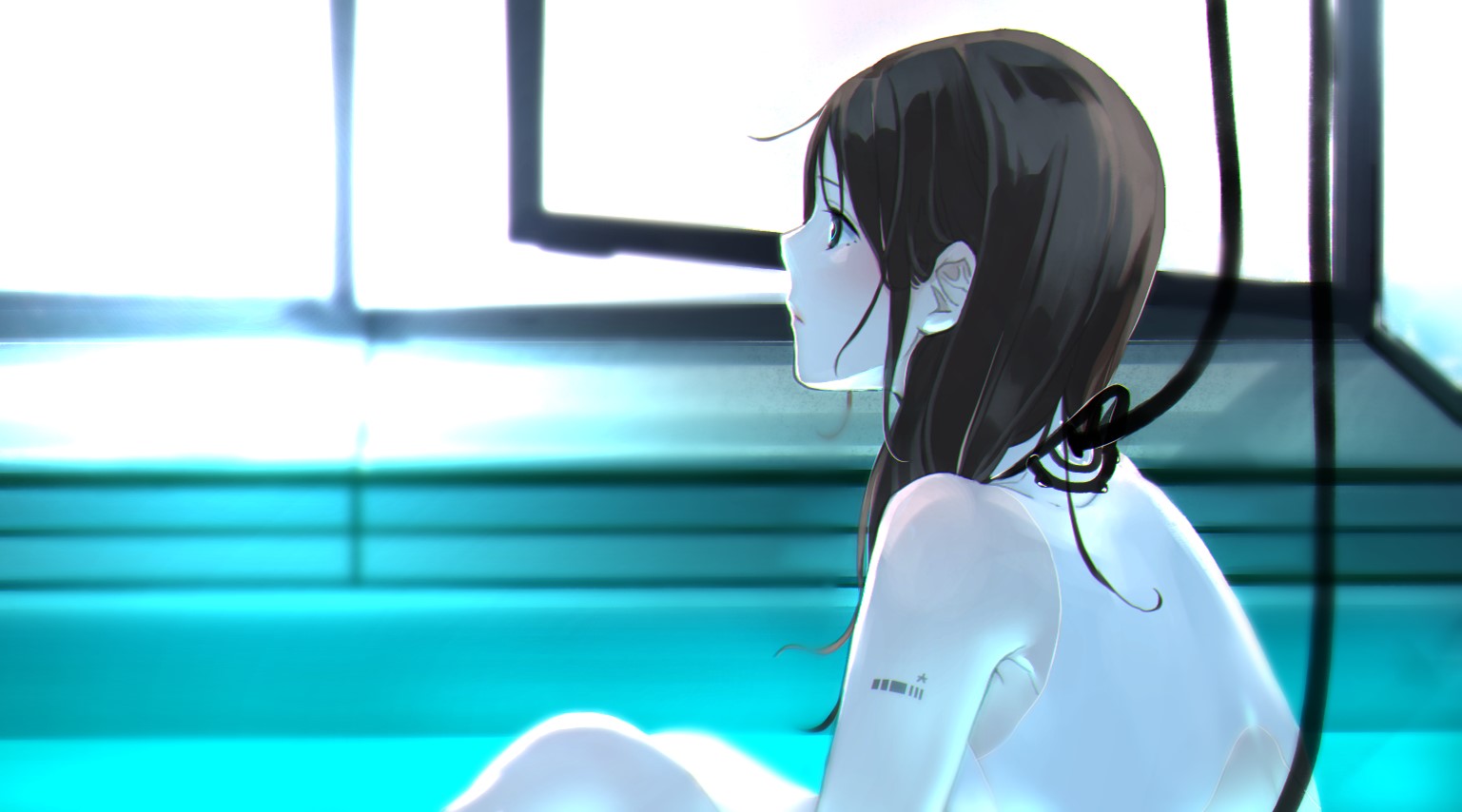 anime, anime girls, dark hair, face, profile, HD Wallpaper