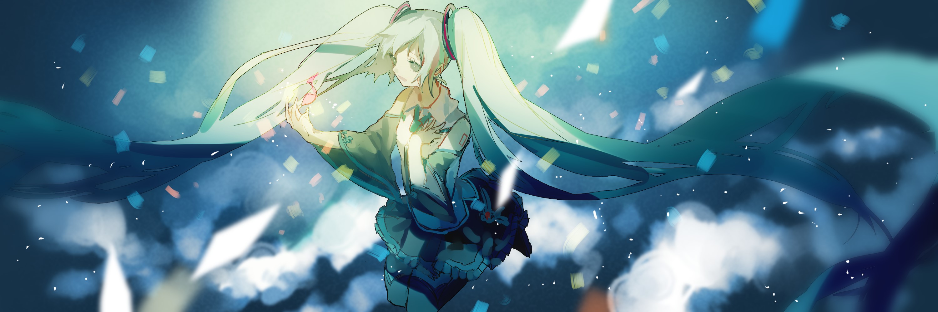 anime, anime girls, long hair, green eyes, HD Wallpaper
