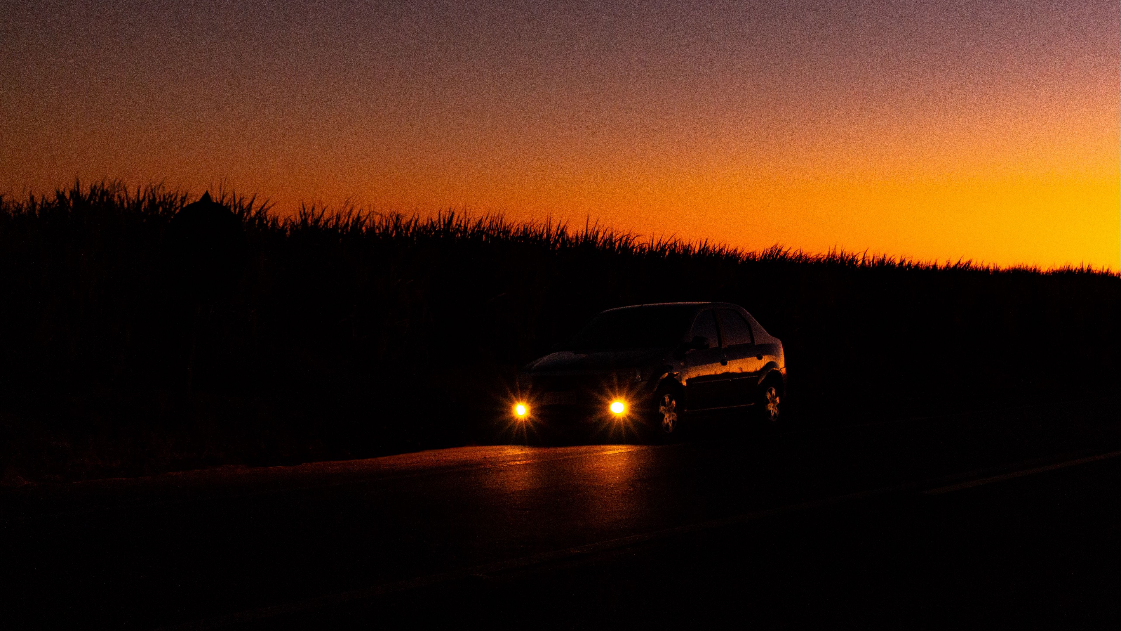 car, lights, light, night, 4k, HD Wallpaper