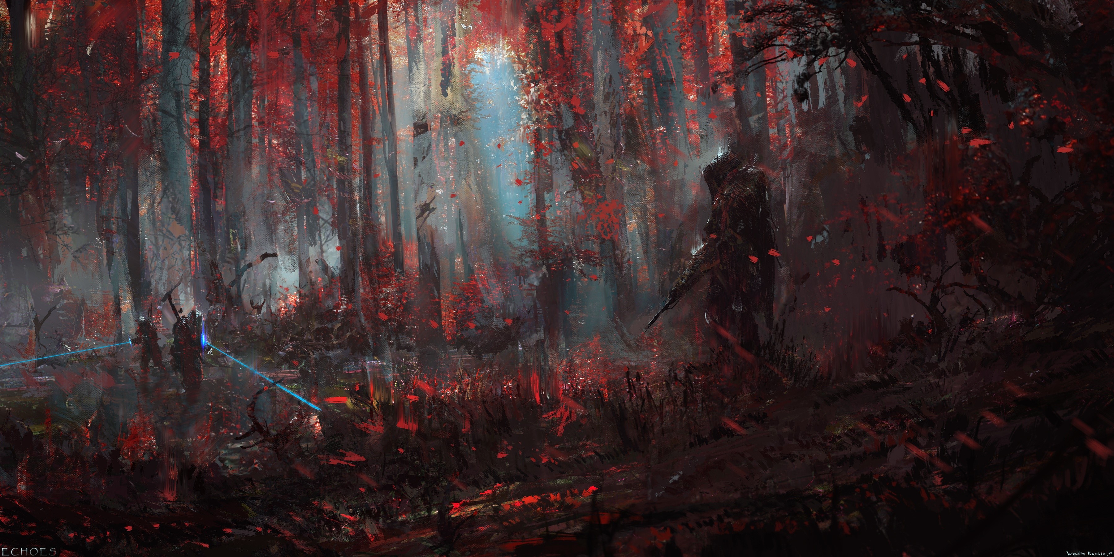 Wadim Kashin, artwork, red, futuristic, illustration, HD Wallpaper