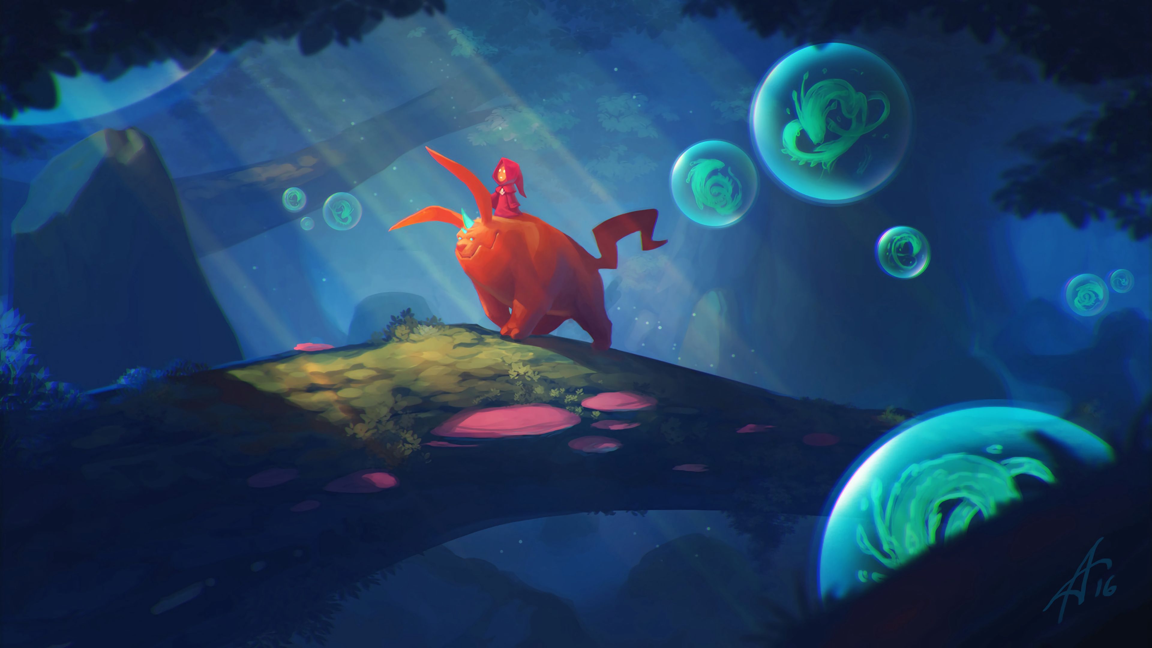 rider, creature, forest, fantasy, art, 4k, HD Wallpaper