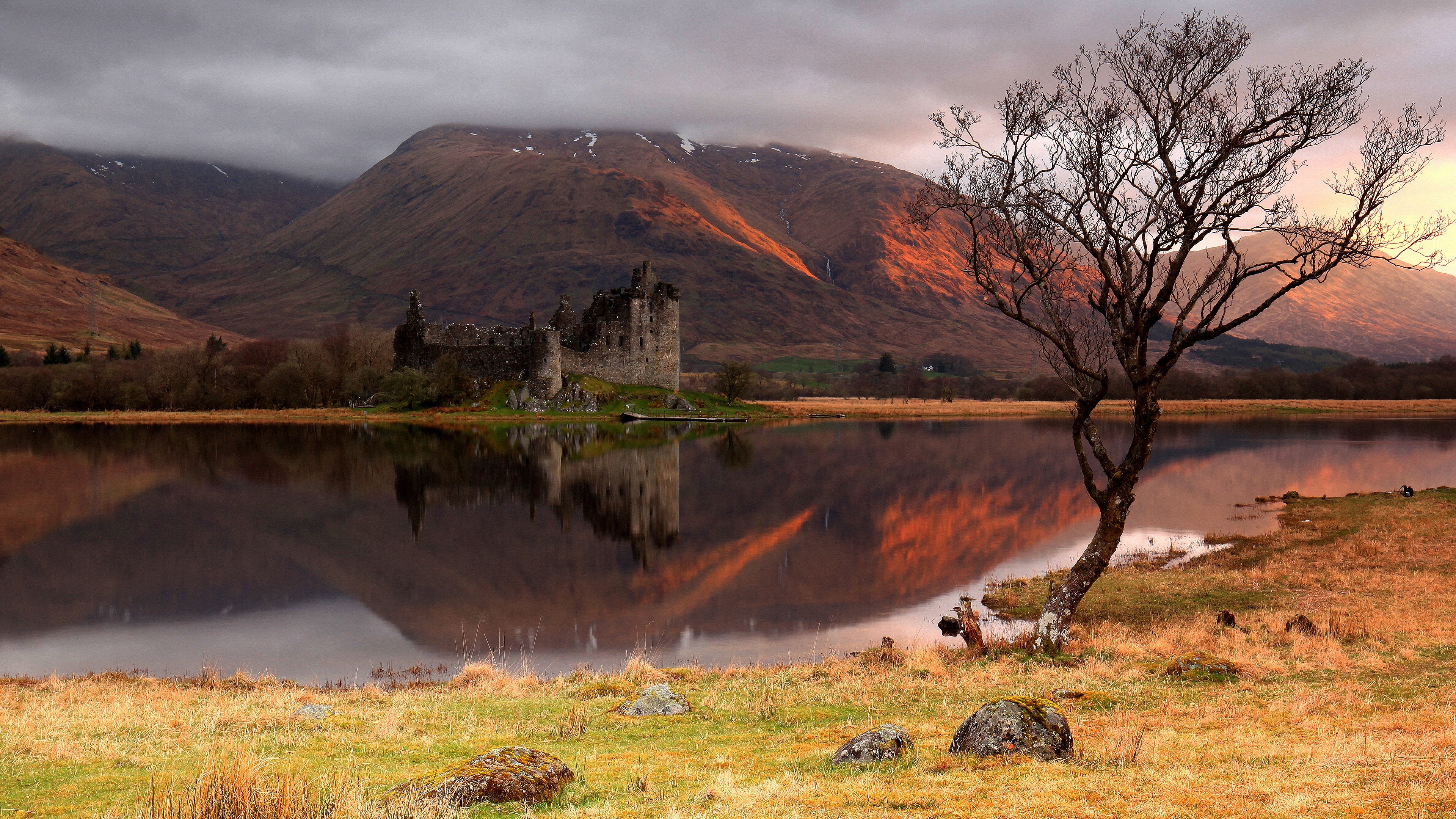 nature, ruin, castle, reflection, water, HD Wallpaper