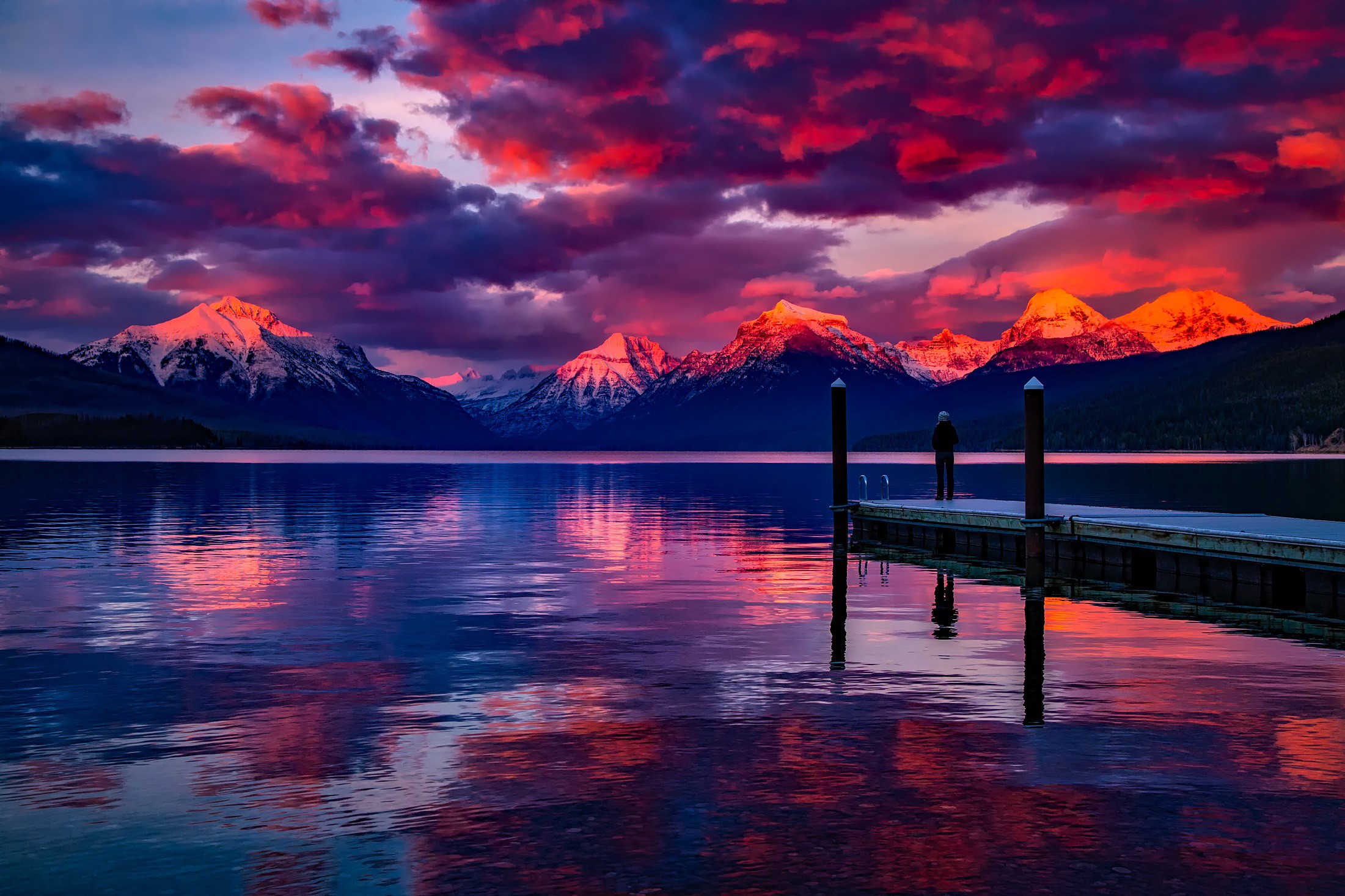 landscape, mountains, lagoon, ice, HD Wallpaper
