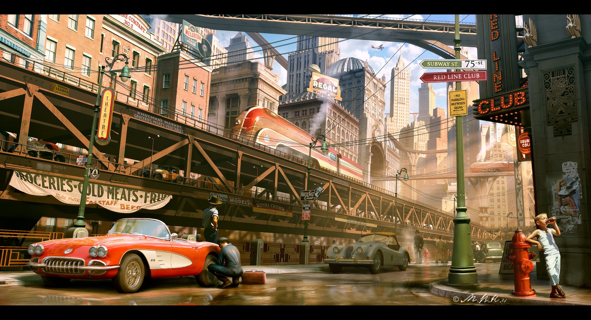 city, train, car, men, Vladimir Manyukhin, HD Wallpaper