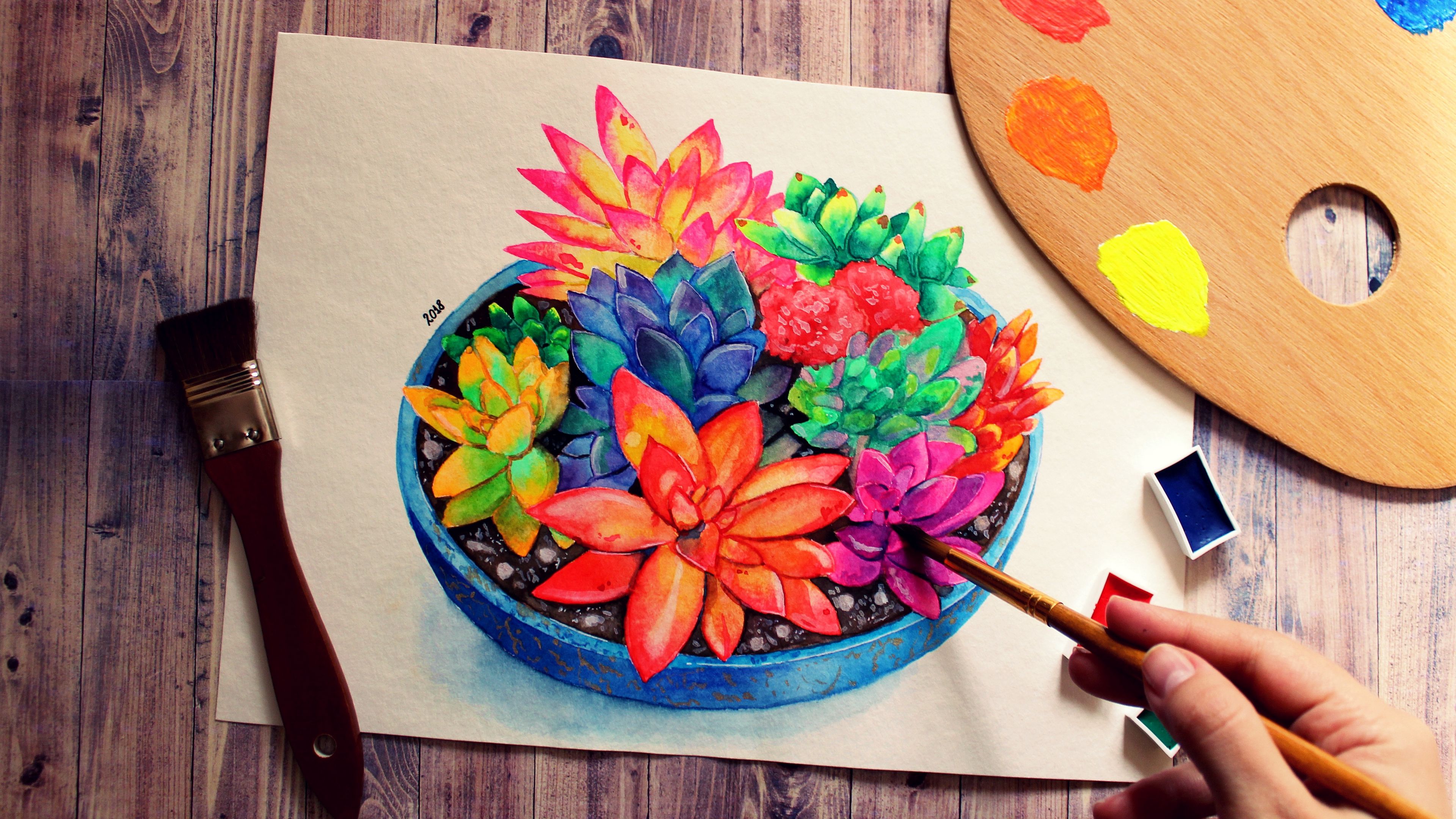 drawing, artist, paints, painting, 4k, HD Wallpaper