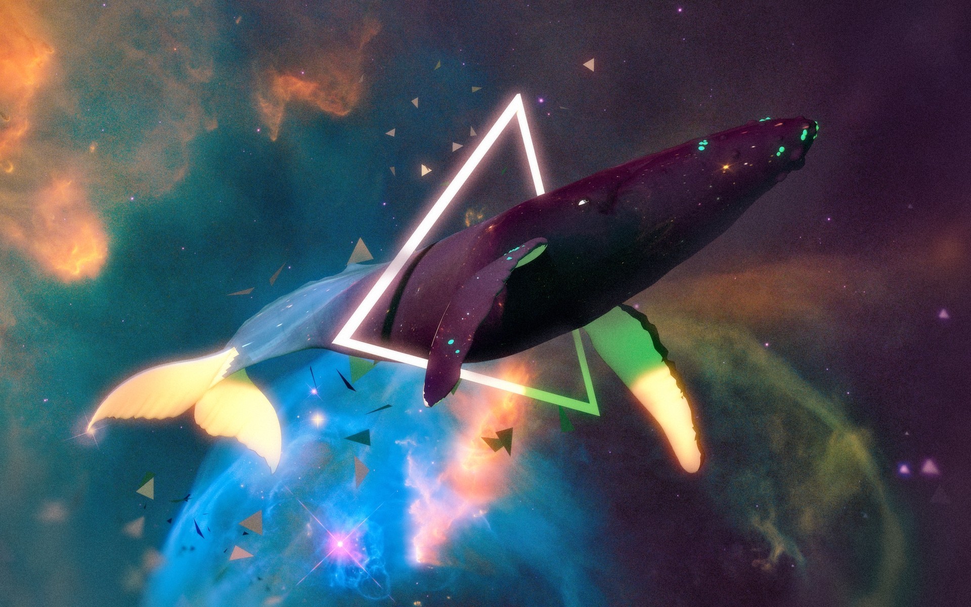 fantasy art, space, digital art, whale, HD Wallpaper