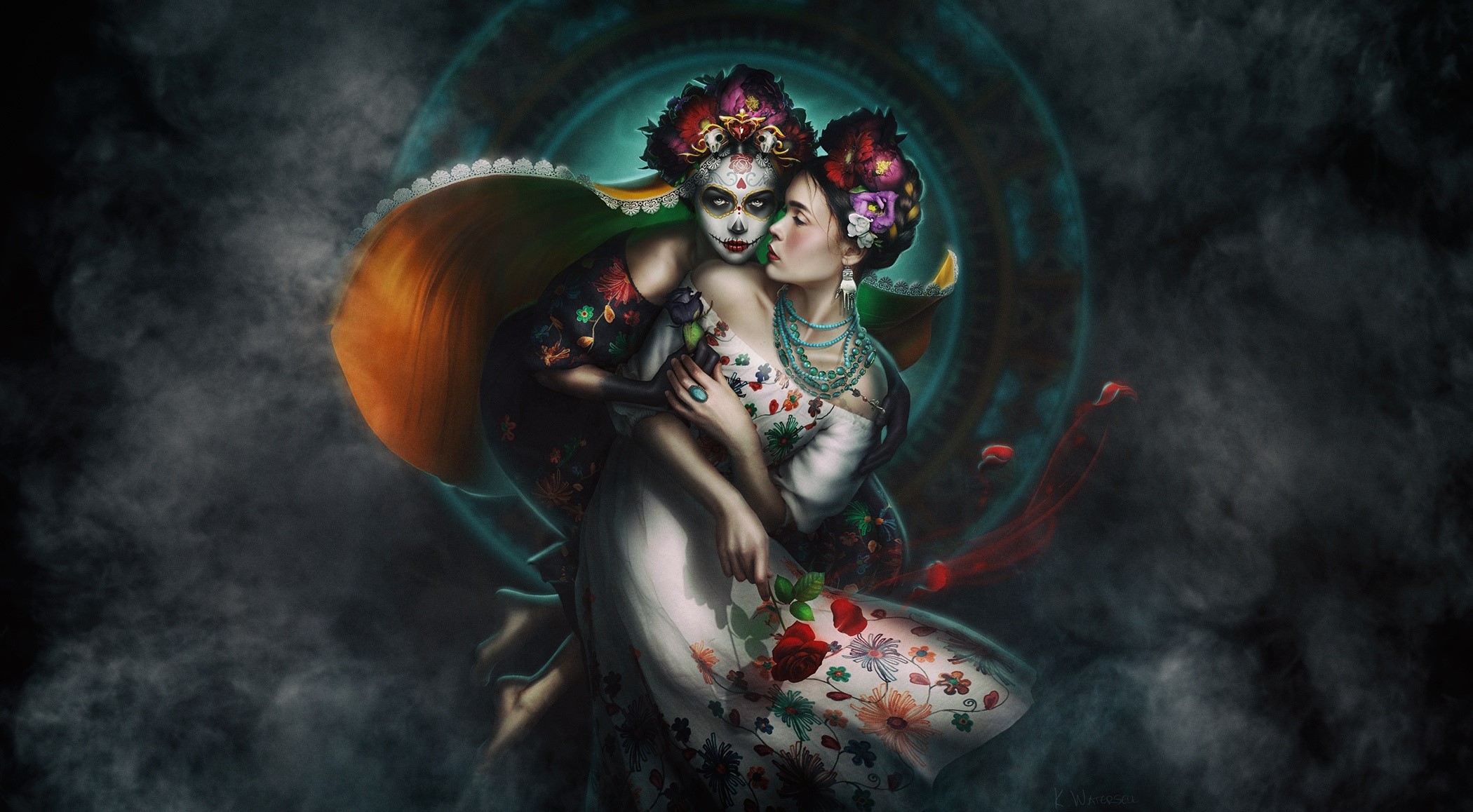 women, Dia de los Muertos, fantasy girl, artwork, HD Wallpaper
