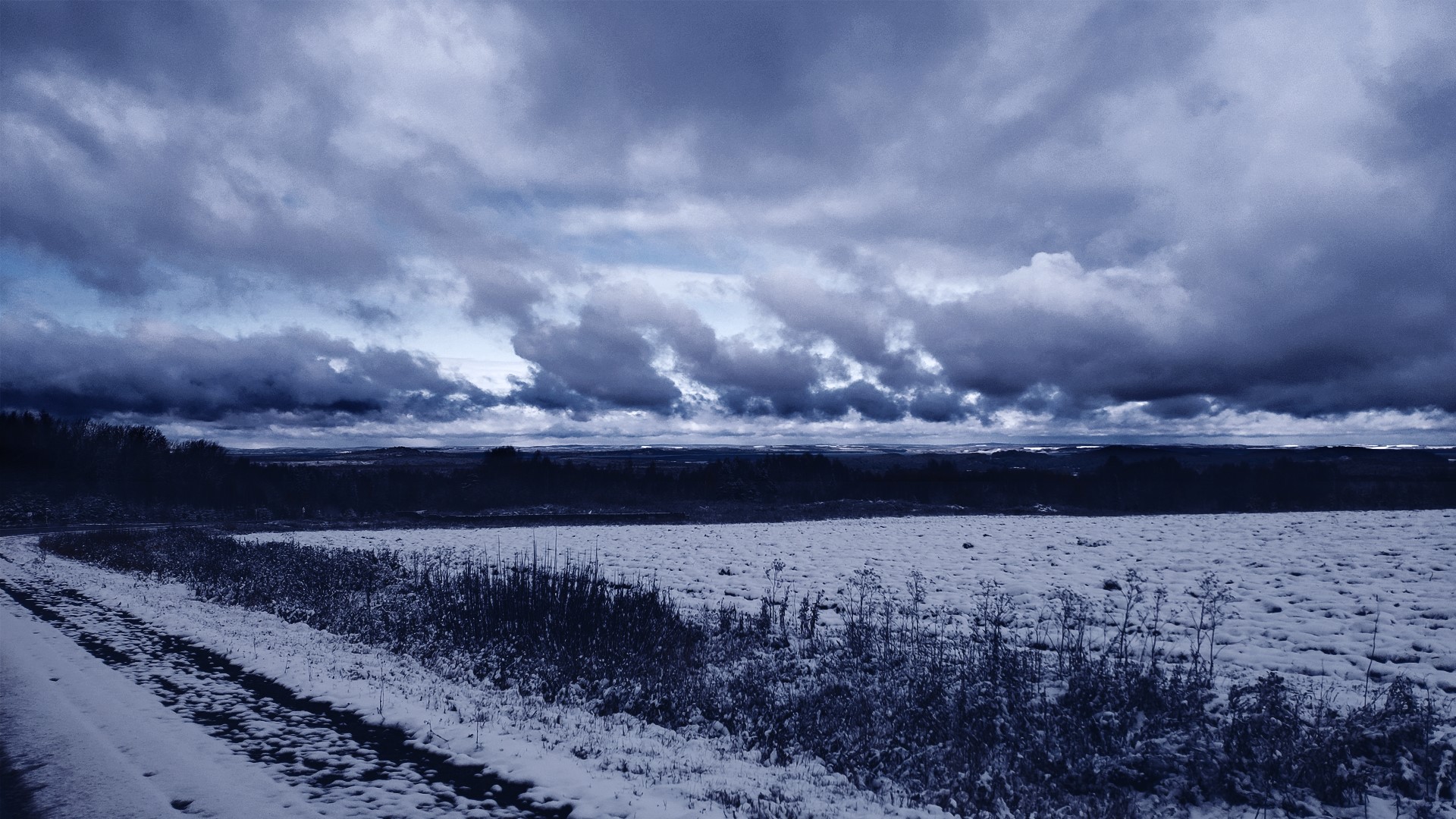landscape, sky, clouds, snow, winter, nature, field, horizon, HD Wallpaper