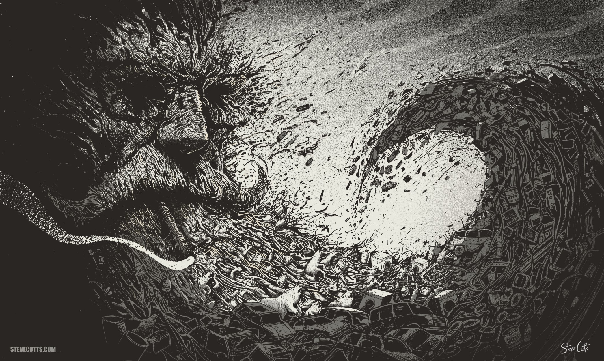 drawing, monochrome, artwork, surreal, HD Wallpaper