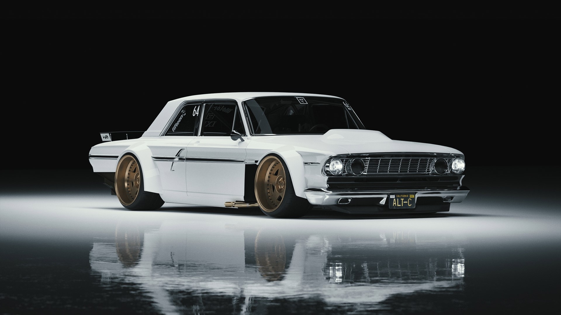 car, Speedhunters, vehicle, reflection, white cars, front angle view, HD Wallpaper