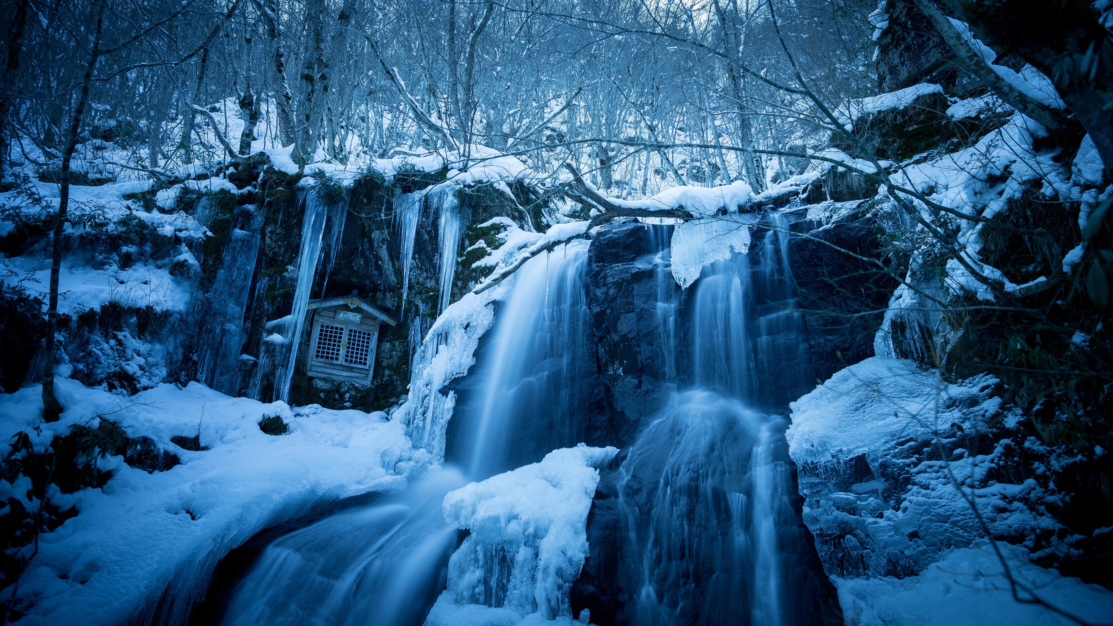 ice, waterfall, nature, winter, HD Wallpaper