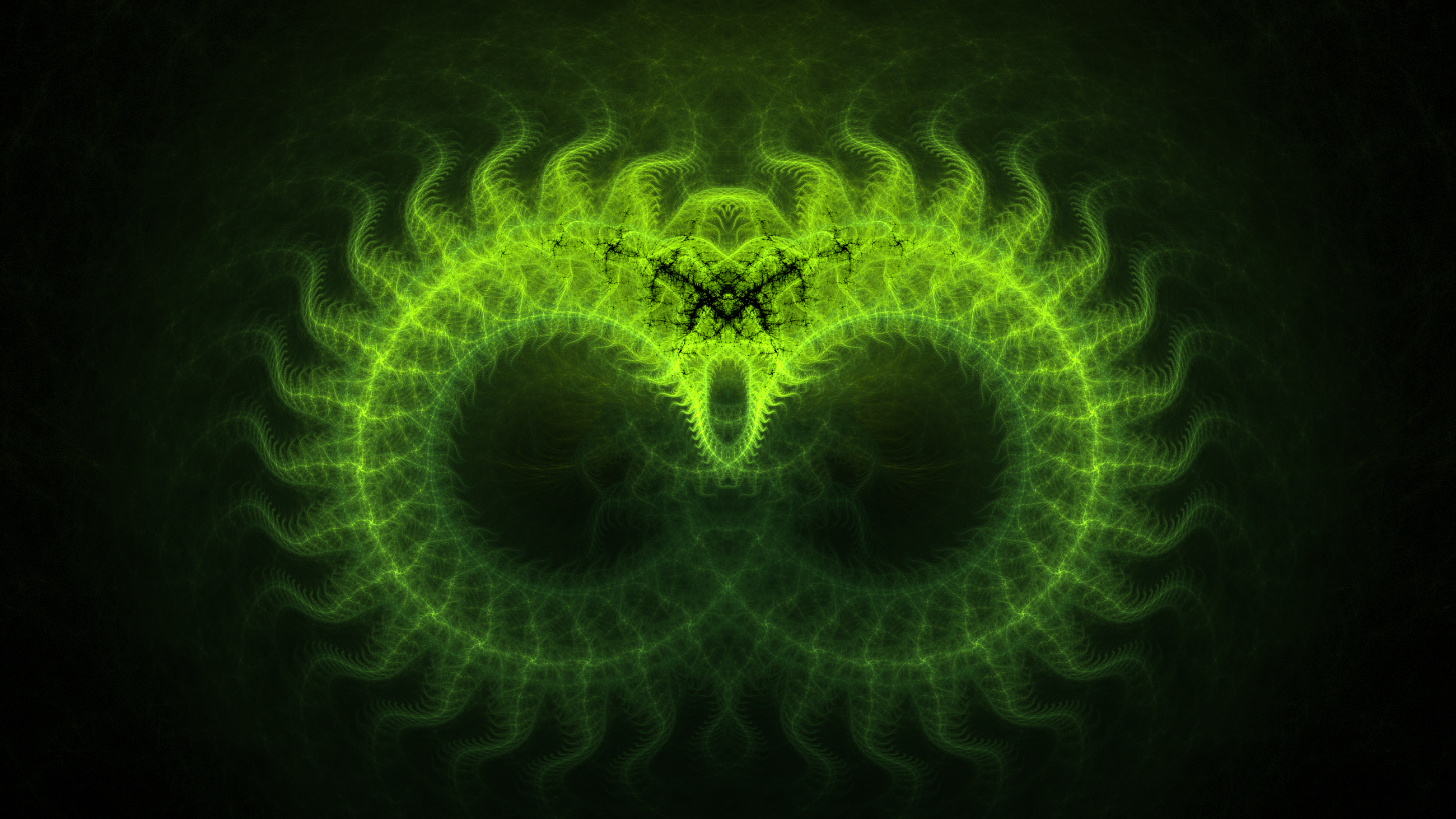 abstract, fractal, symmetry, digital art, shapes, green, HD Wallpaper