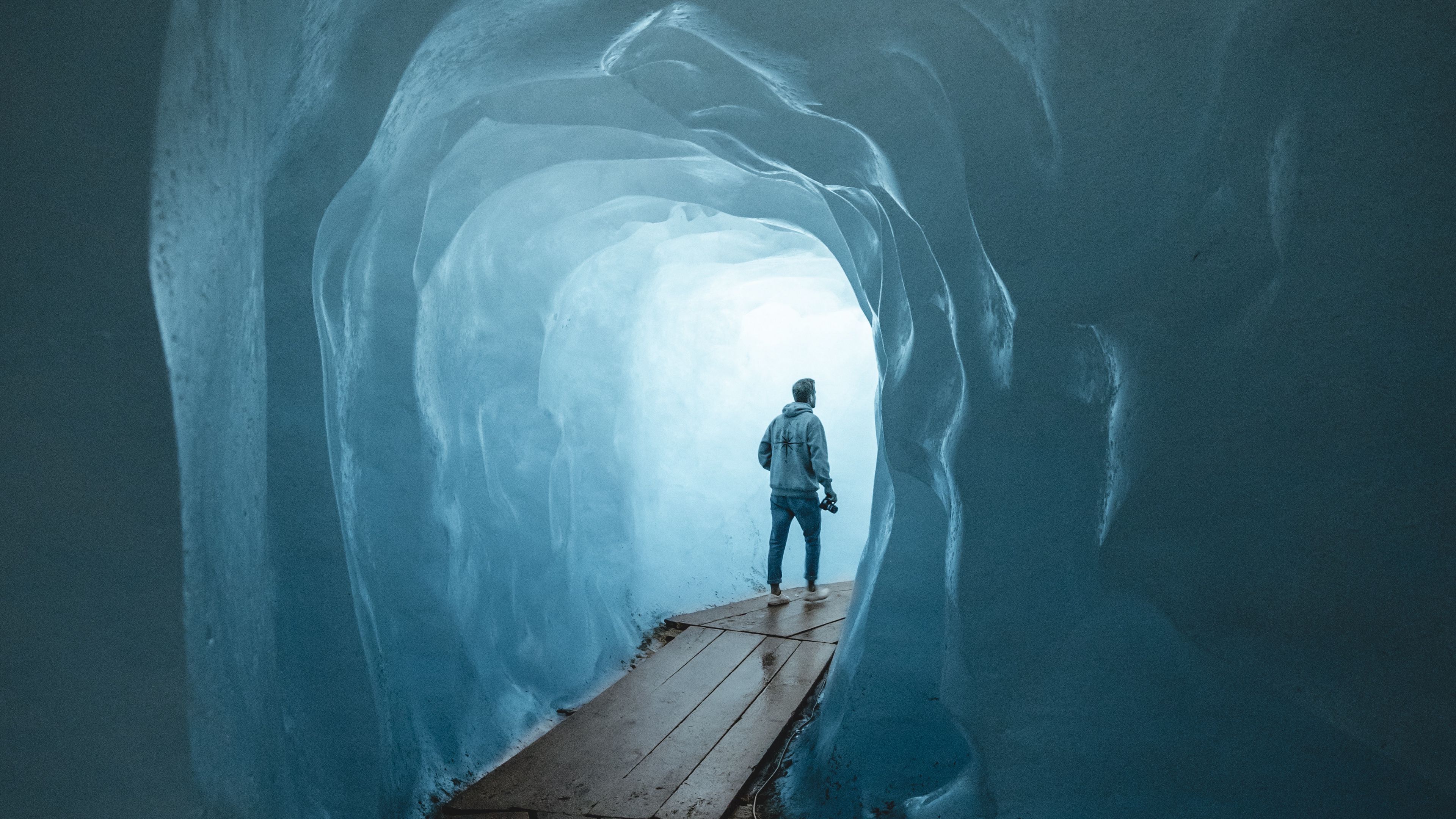 cave, glacier, rhone glacier, obergs, switzerland, 4k, HD Wallpaper