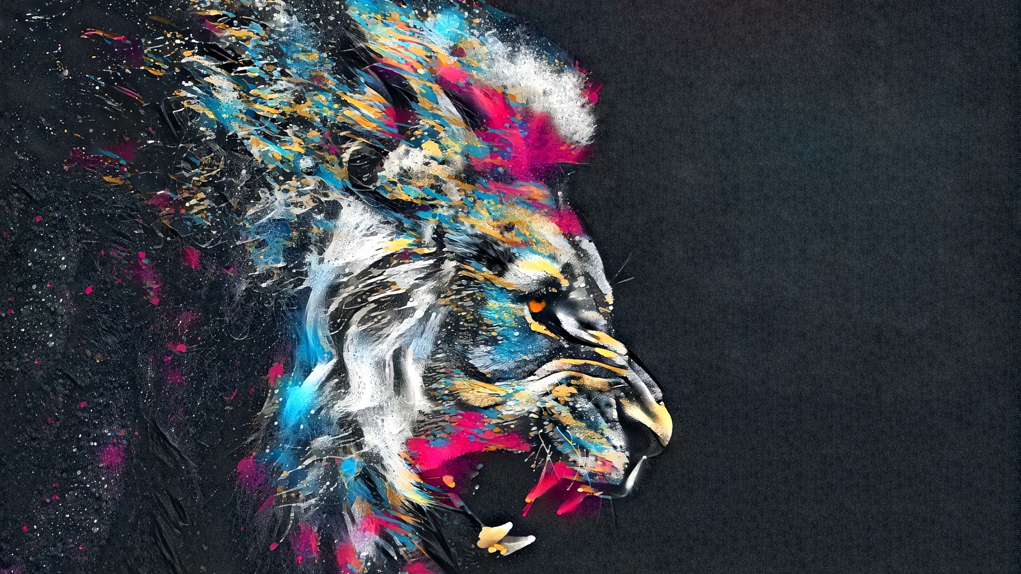 artwork, lion, colorful, big cats, abstract, digital art, simple background, HD Wallpaper