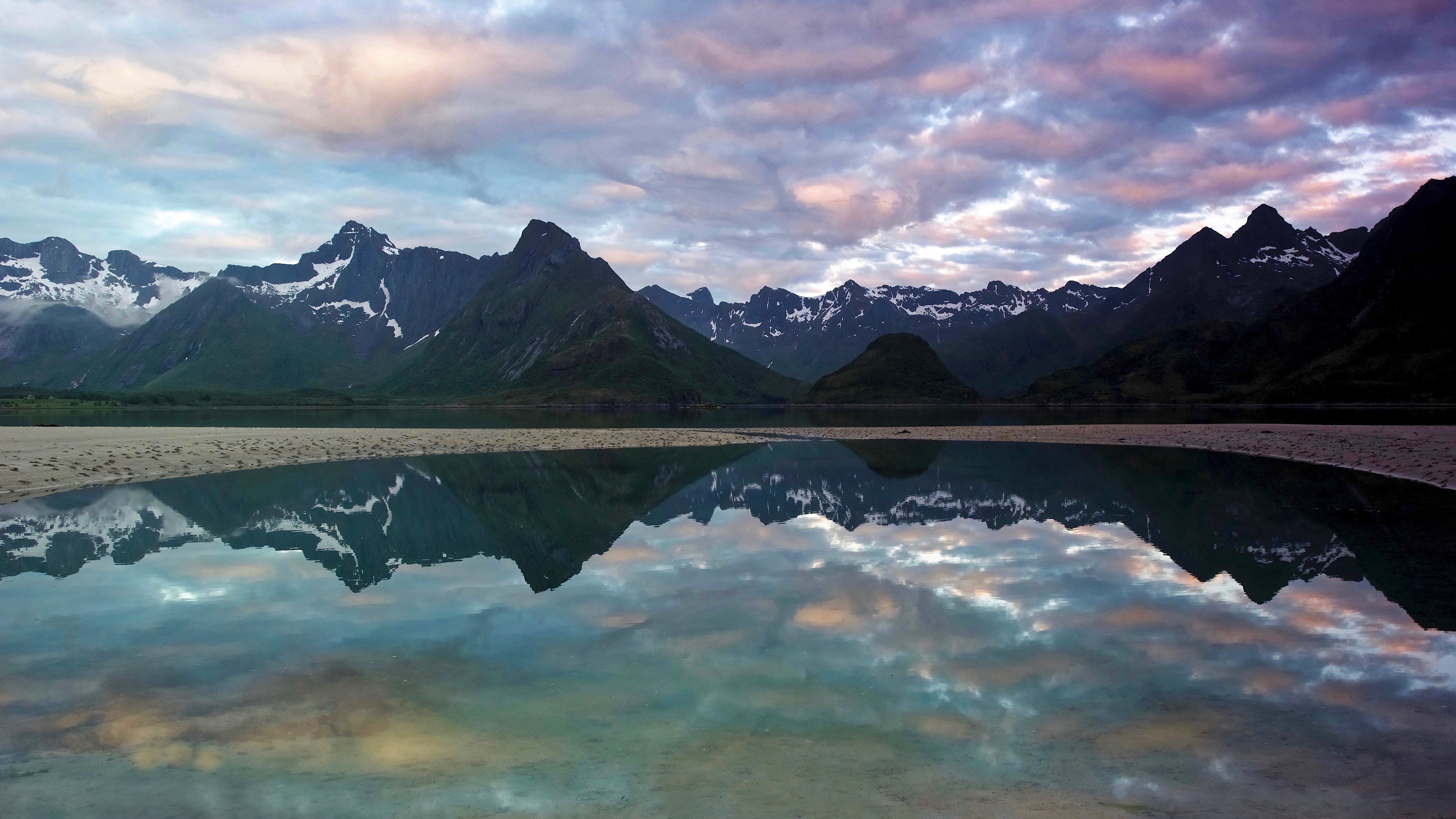 mountains, water, reflection, landscape, nature, HD Wallpaper