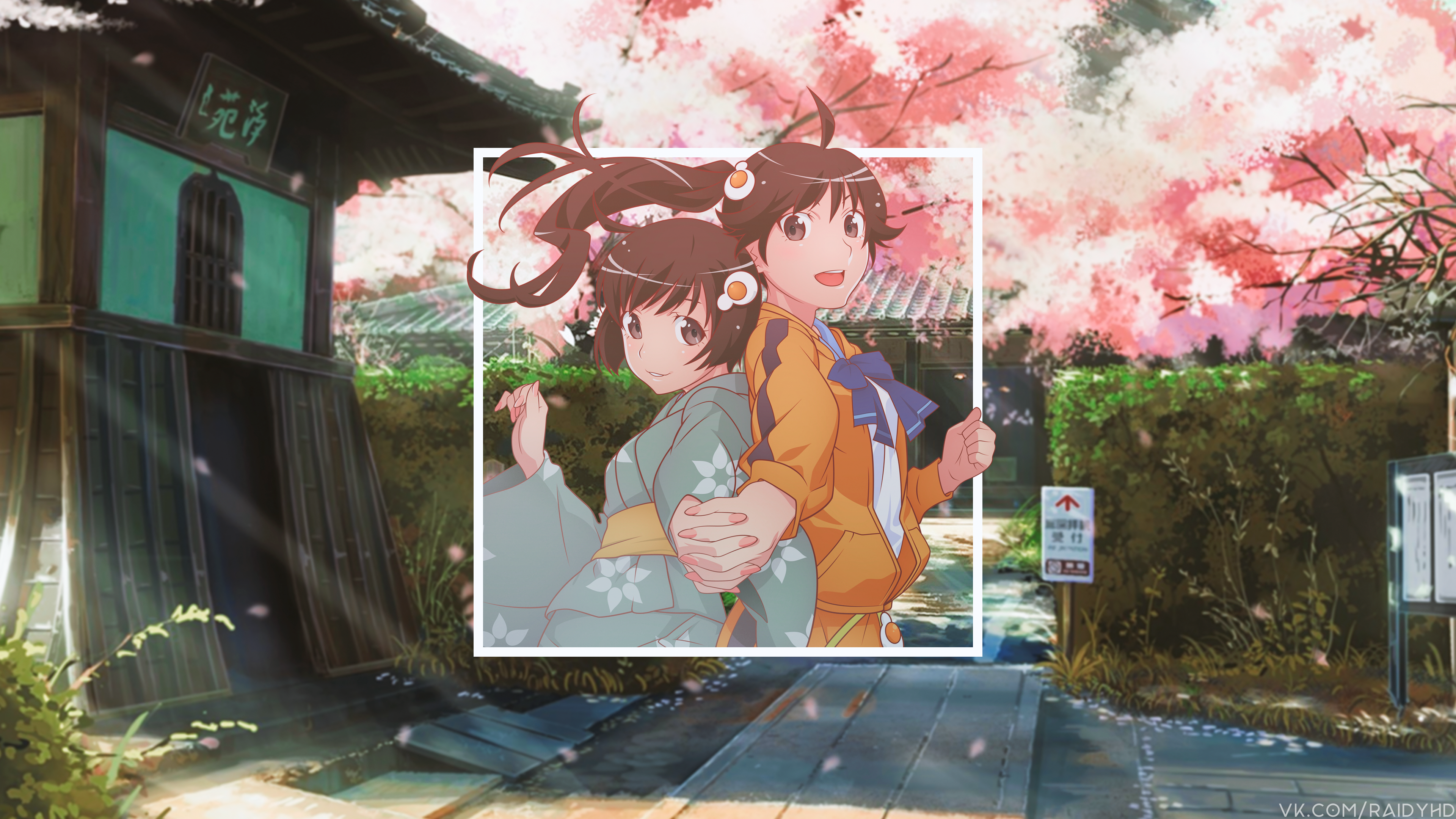 anime, anime girls, holding hands, brown eyes, HD Wallpaper
