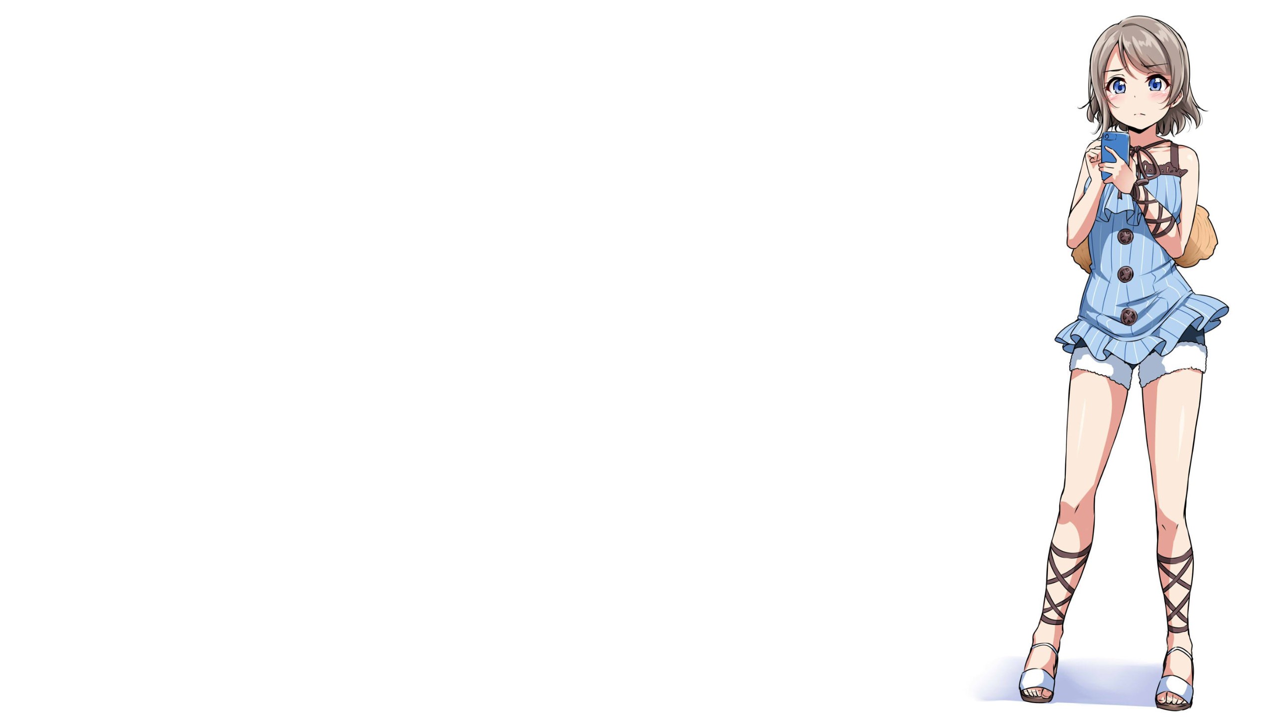anime, anime girls, simple background, white background, Love Live! Sunshine, Watanabe You, HD Wallpaper