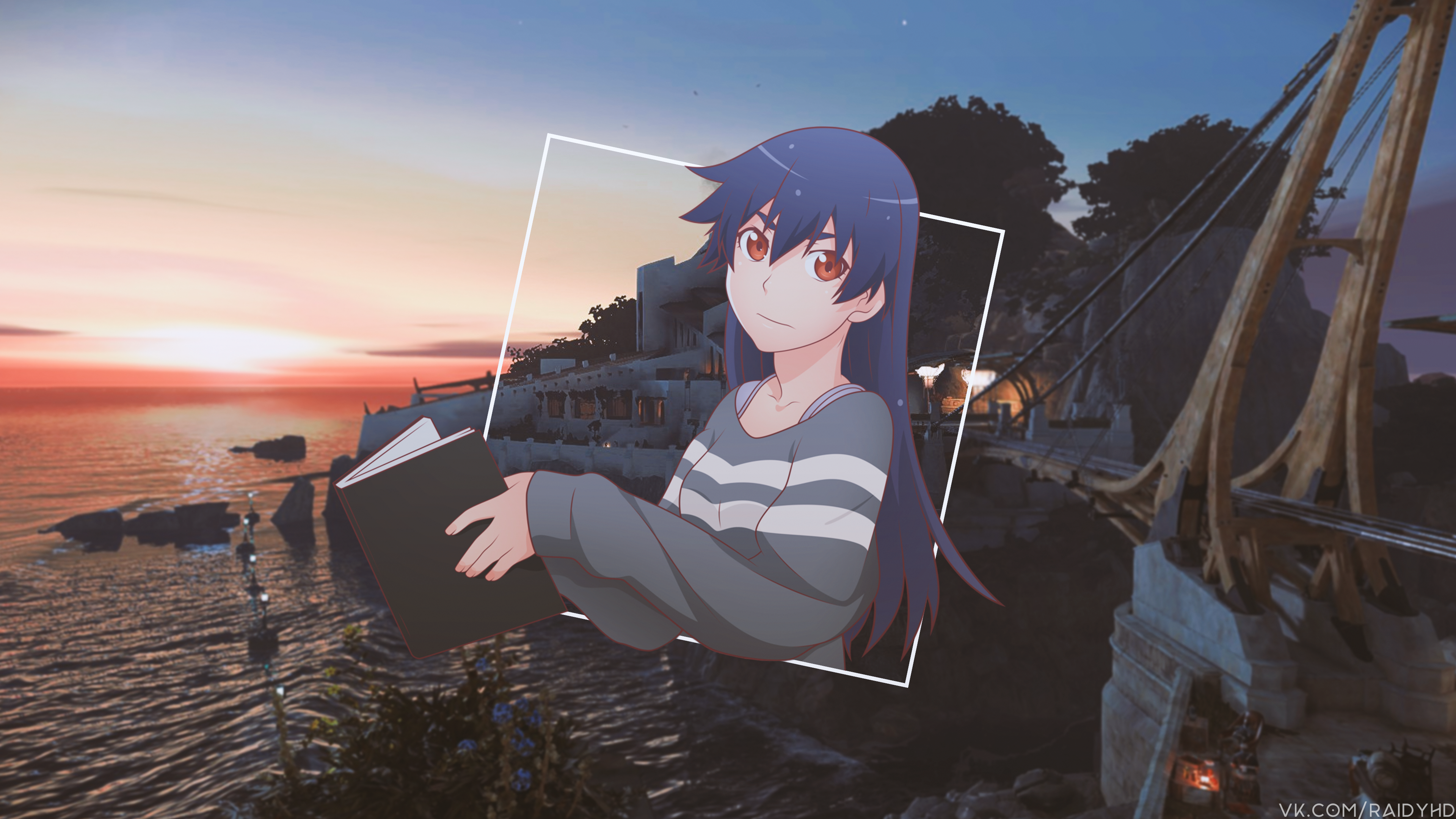 anime, anime girls, picture-in-picture, Kanbaru Suruga, HD Wallpaper
