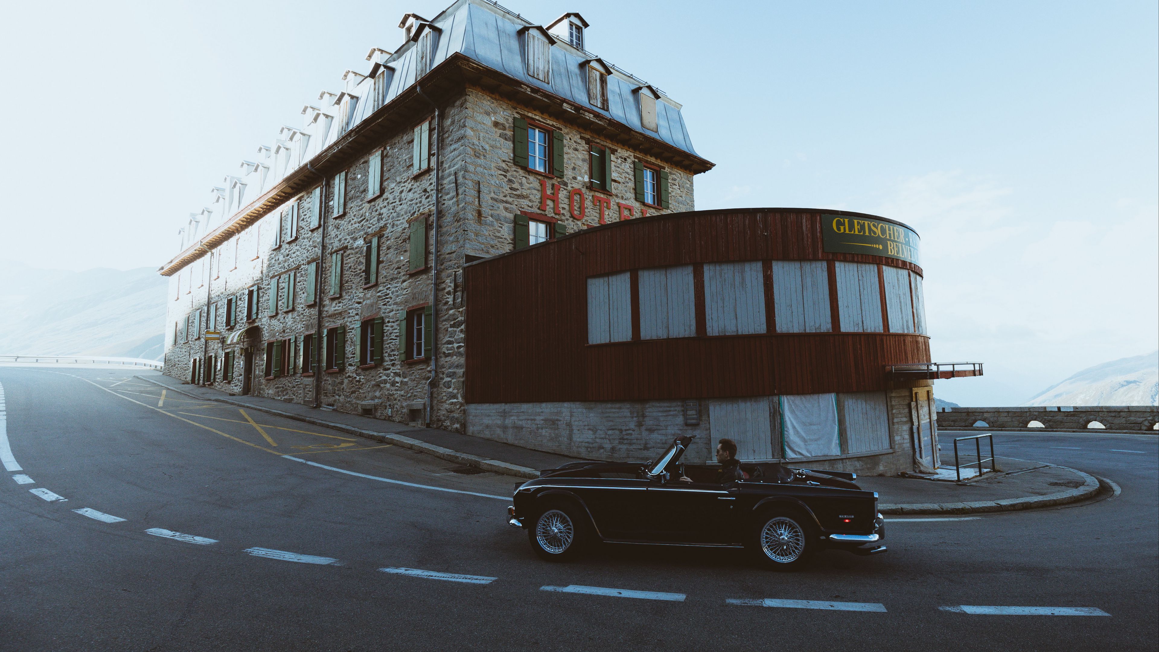 car, cabriolet, building, trip, 4k, HD Wallpaper