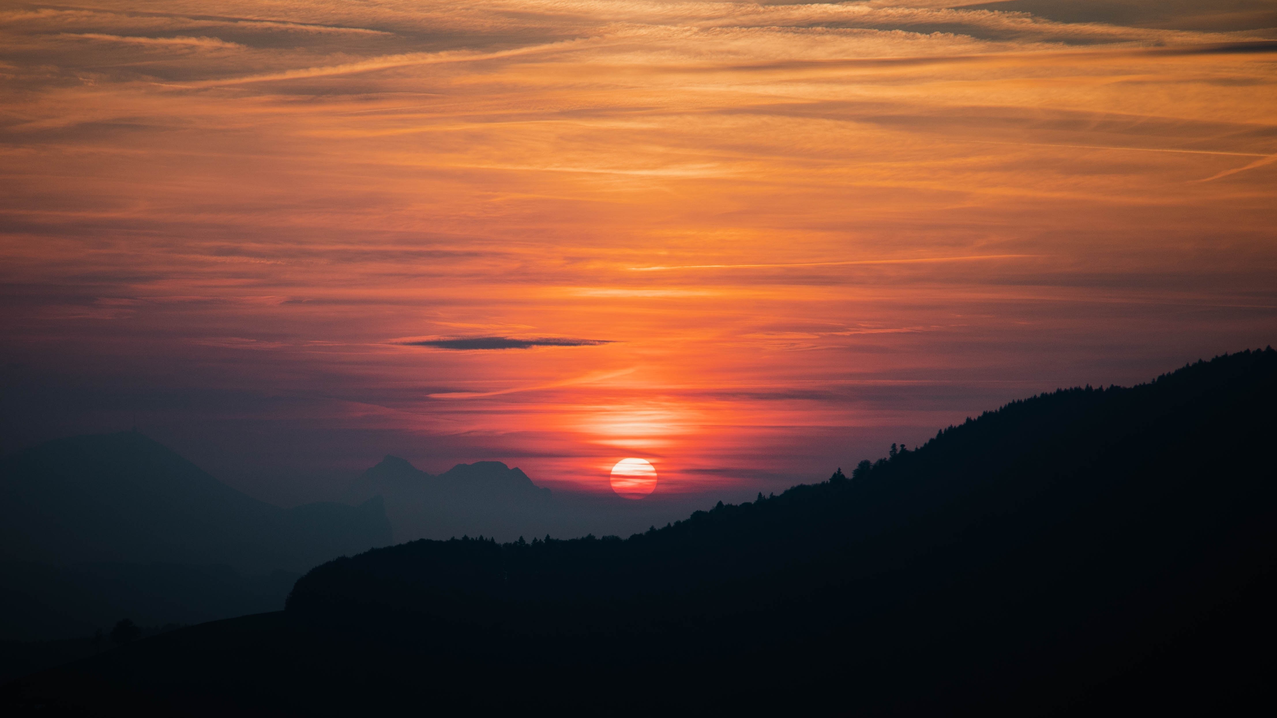 sunset, nature, hill, sky, HD Wallpaper