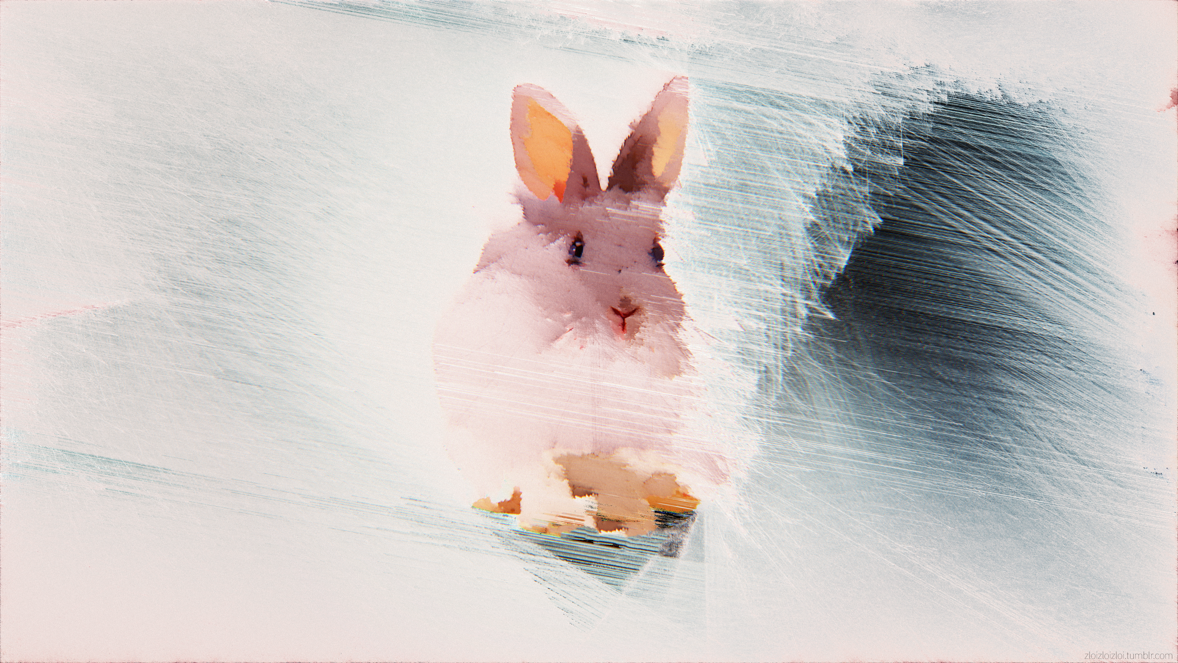 glitch art, abstract, digital art, rabbits, animals, HD Wallpaper