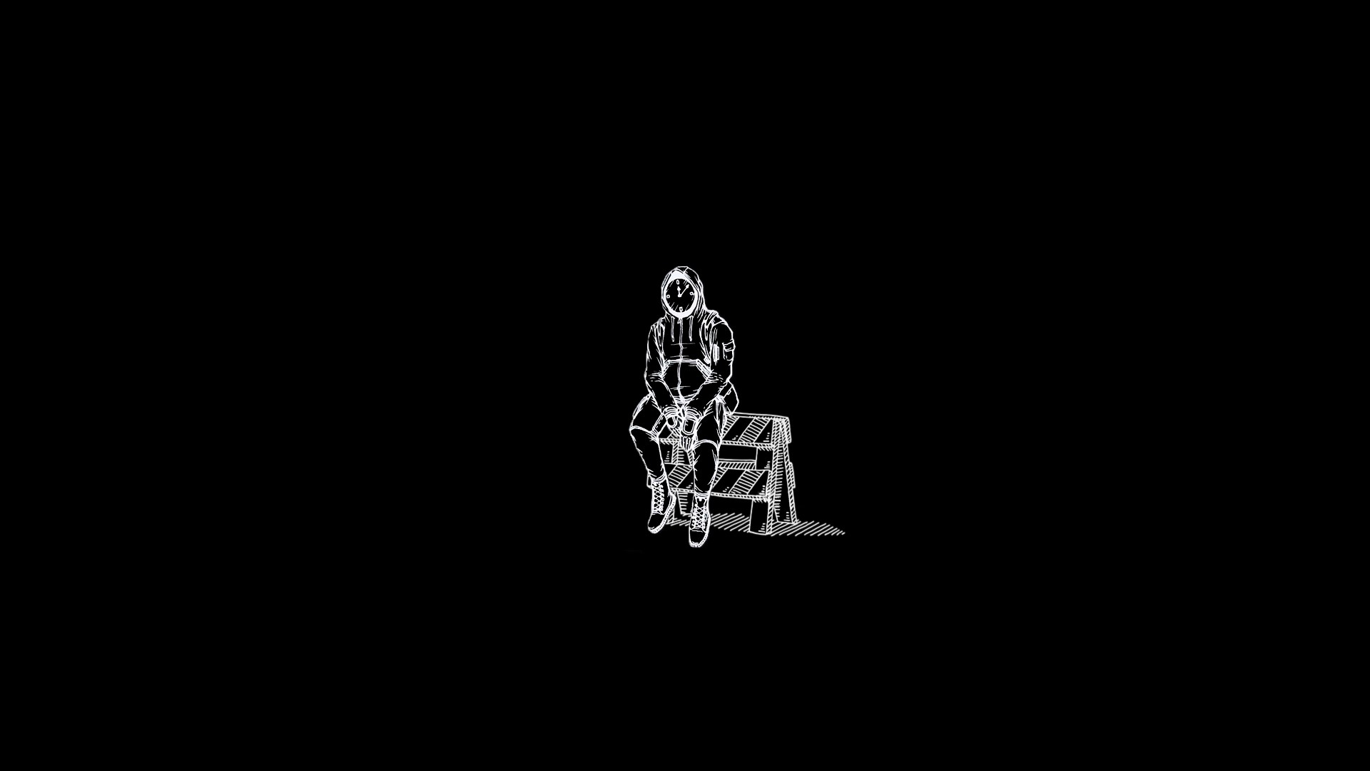 dark background, black background, artwork, minimalism, clocks, monochrome, HD Wallpaper