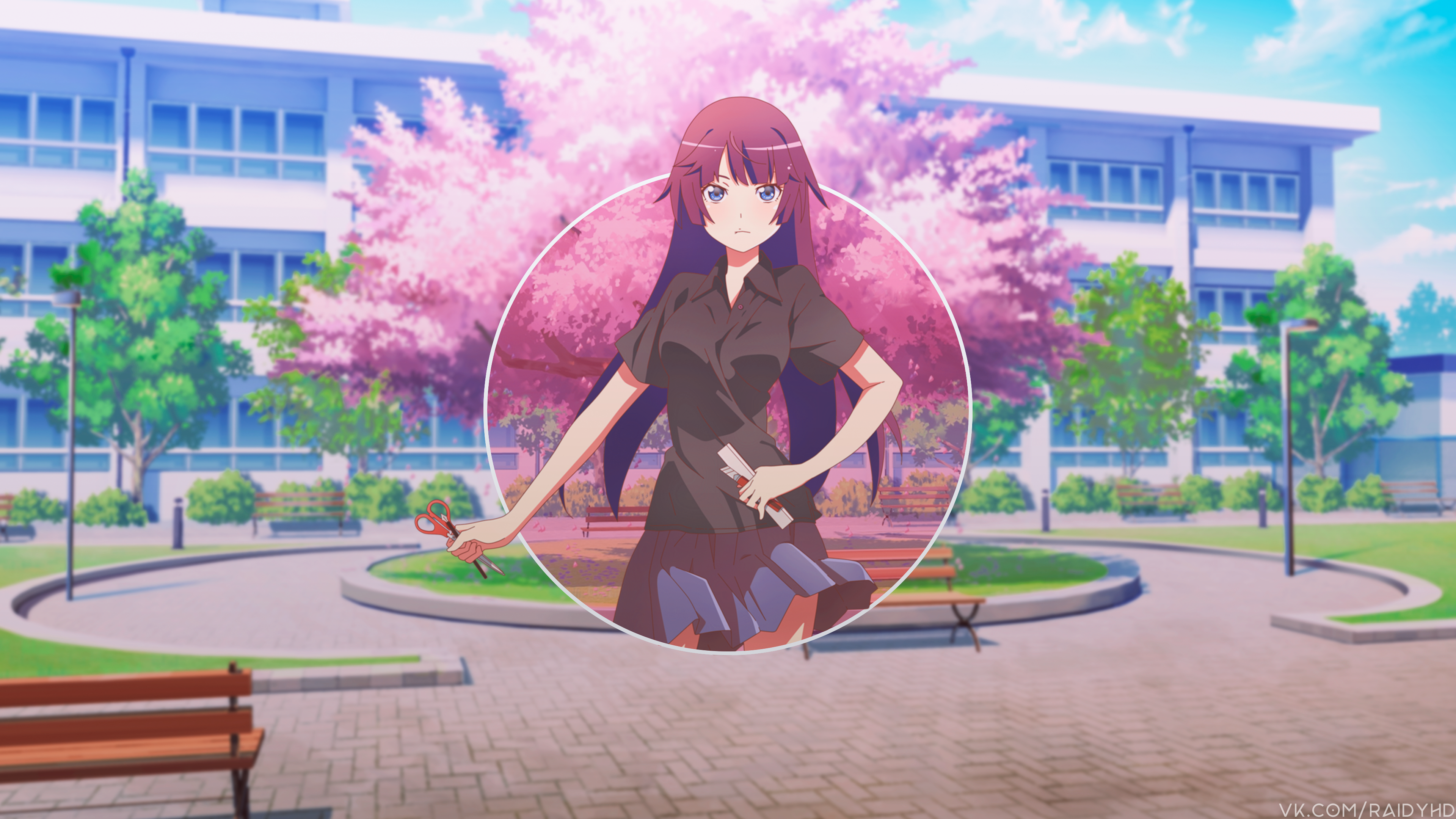 anime, anime girls, picture-in-picture, Senjougahara Hitagi, Monogatari Series, HD Wallpaper