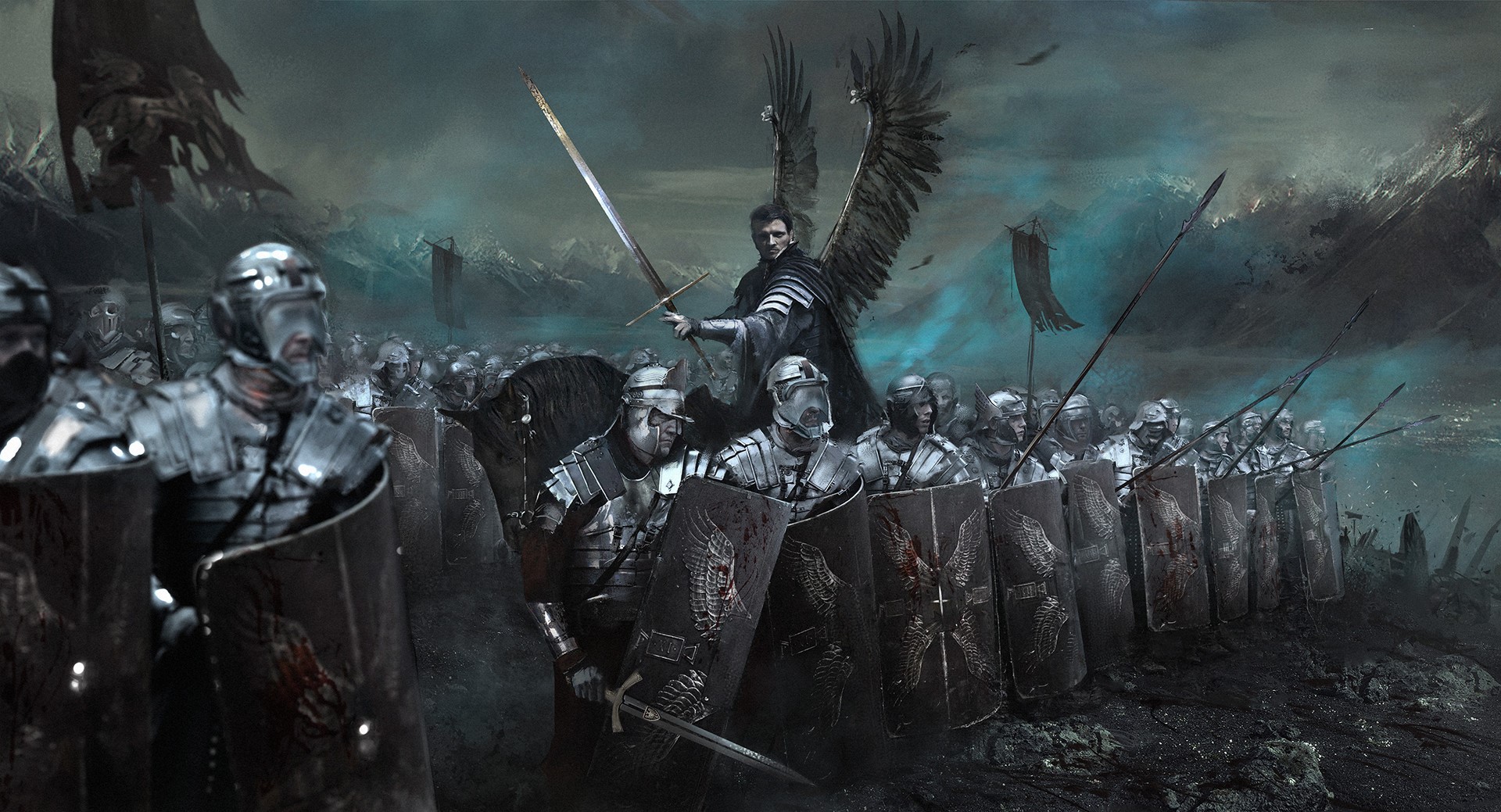 digital art, army, warrior, sword, war, artwork, fantasy art, wings, Winged Hussars, HD Wallpaper
