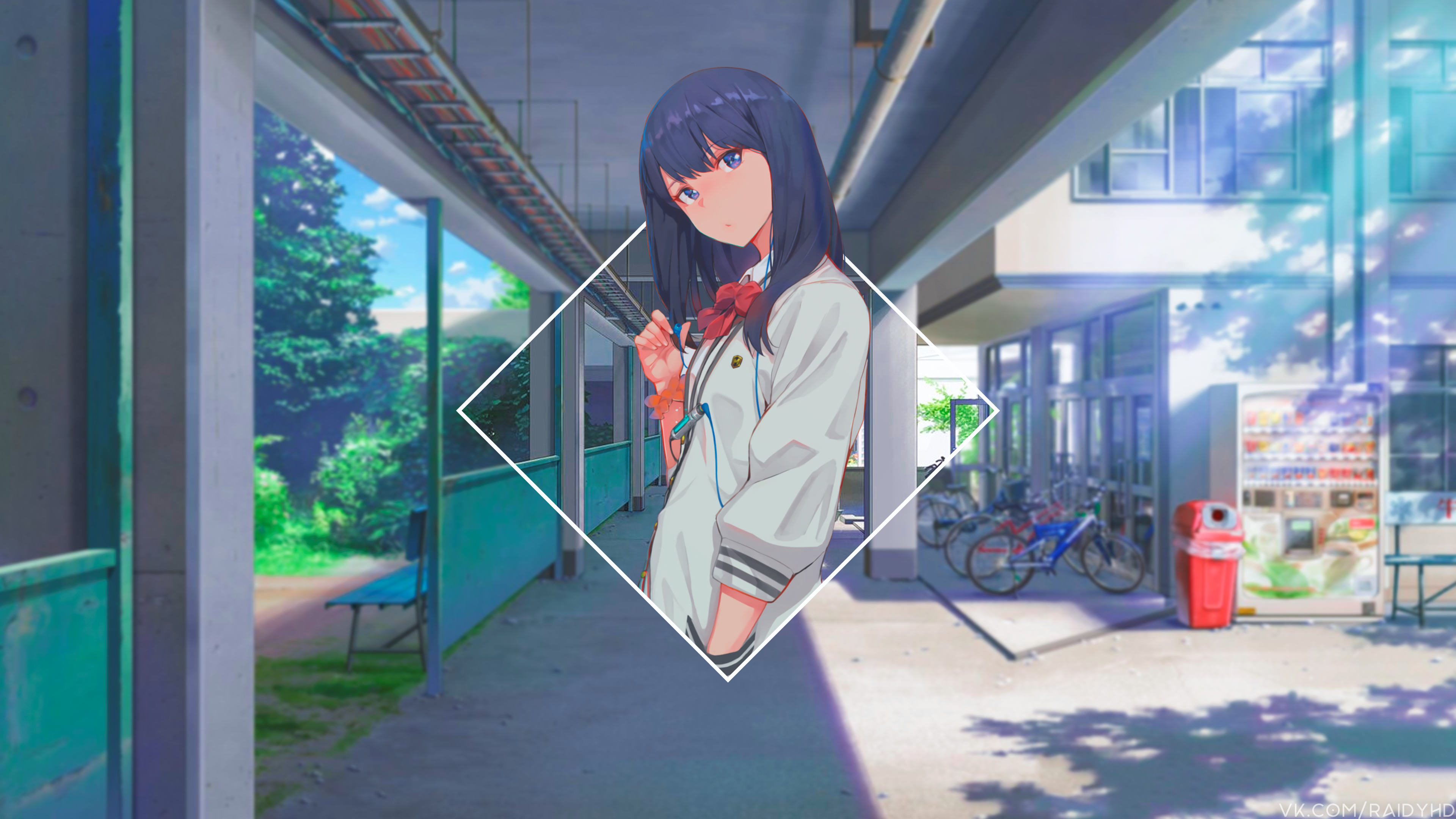 anime, anime girls, picture-in-picture, blue eyes, HD Wallpaper